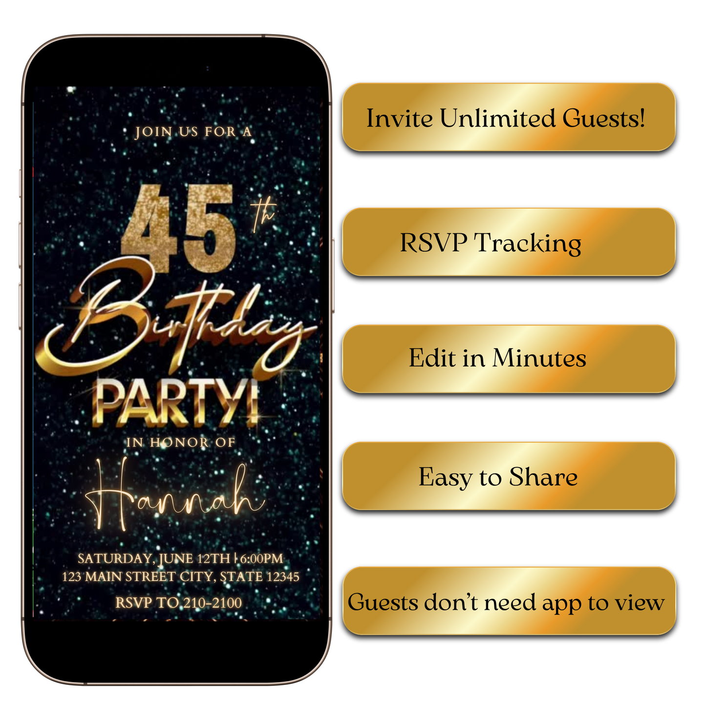 Teal Glam Digital Video Invitation for Mobile Sharing