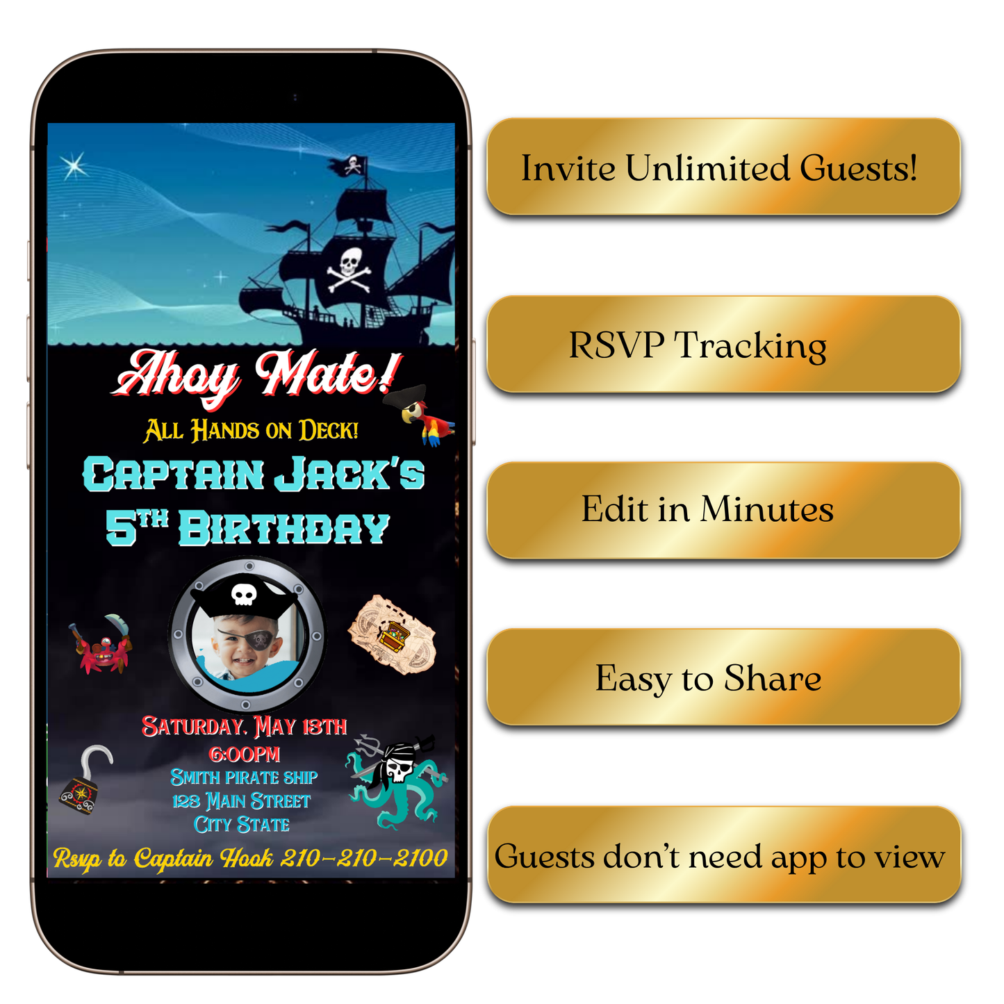 Sail the Seas Digital Video Invitation for Mobile Sharing