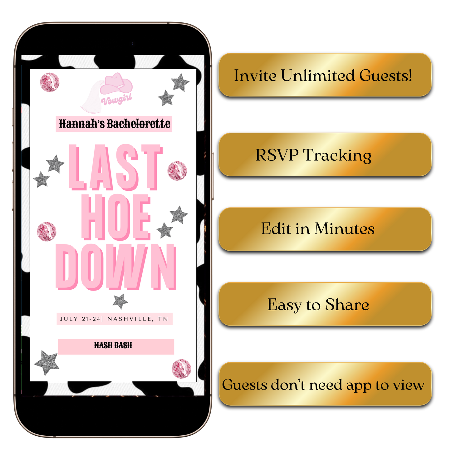 WhatsApp preview sharing the disco cowgirl MP4 invite