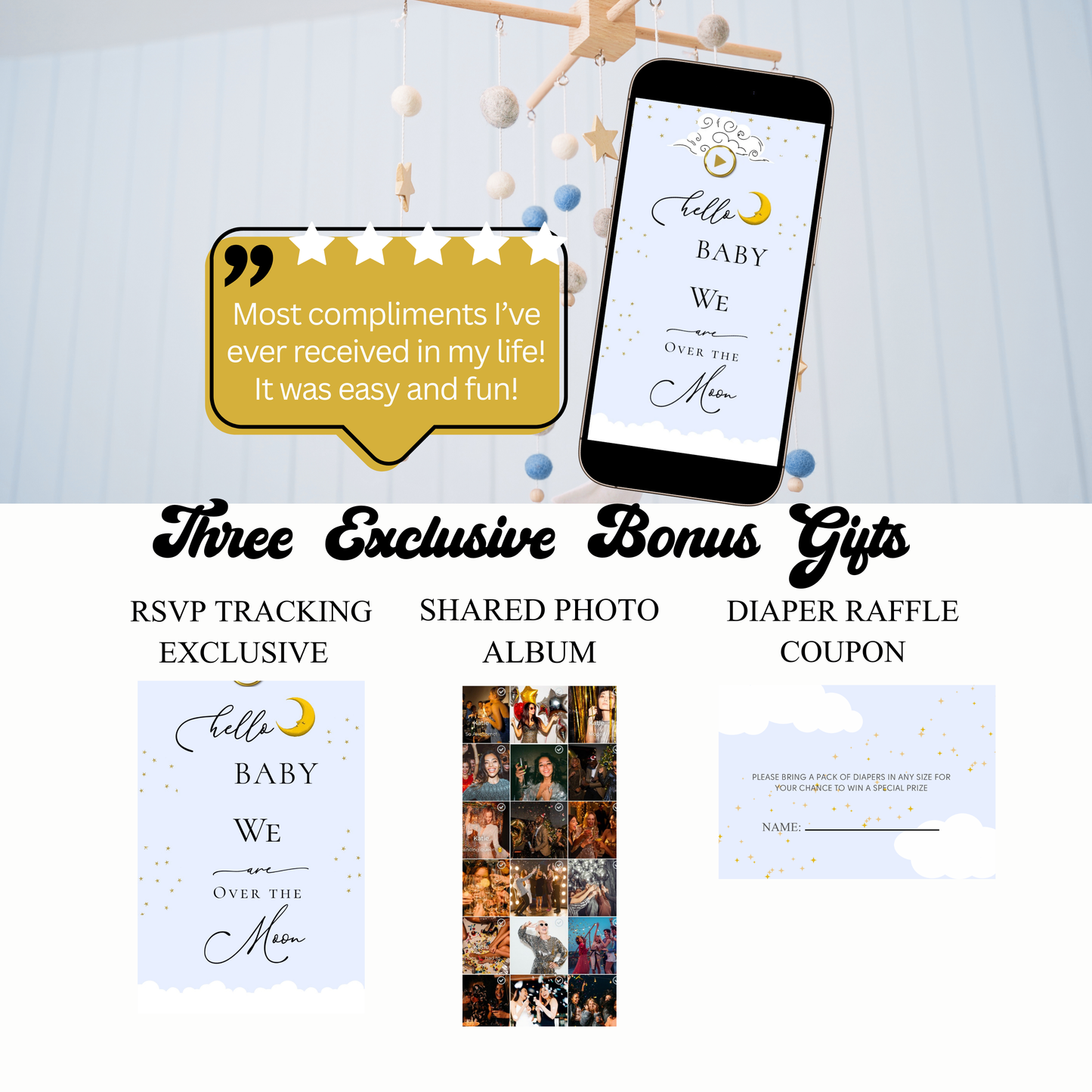 Over the Moon Baby Shower Invitation and Guest Website