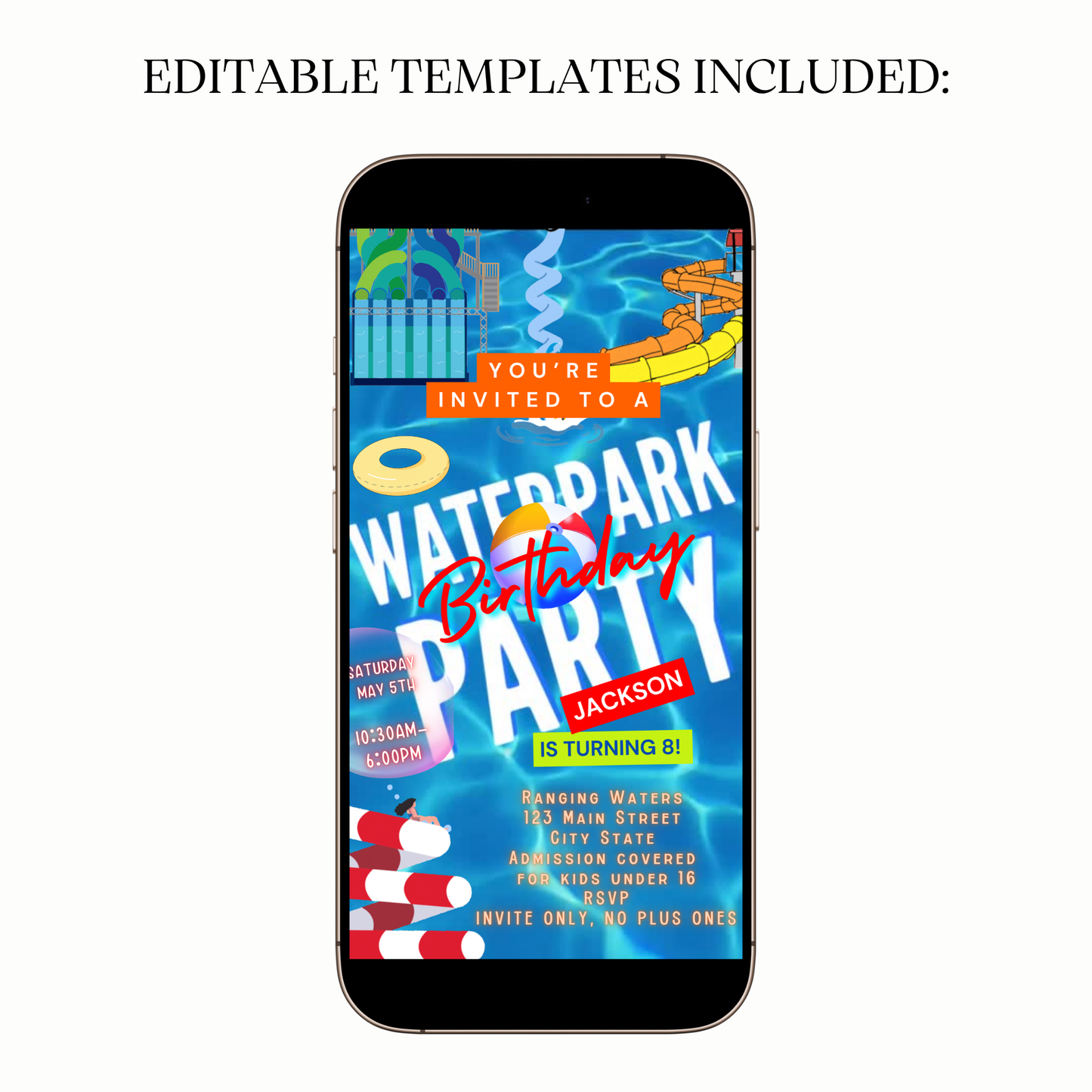 Digital Waterpark Birthday Party Video Invitation