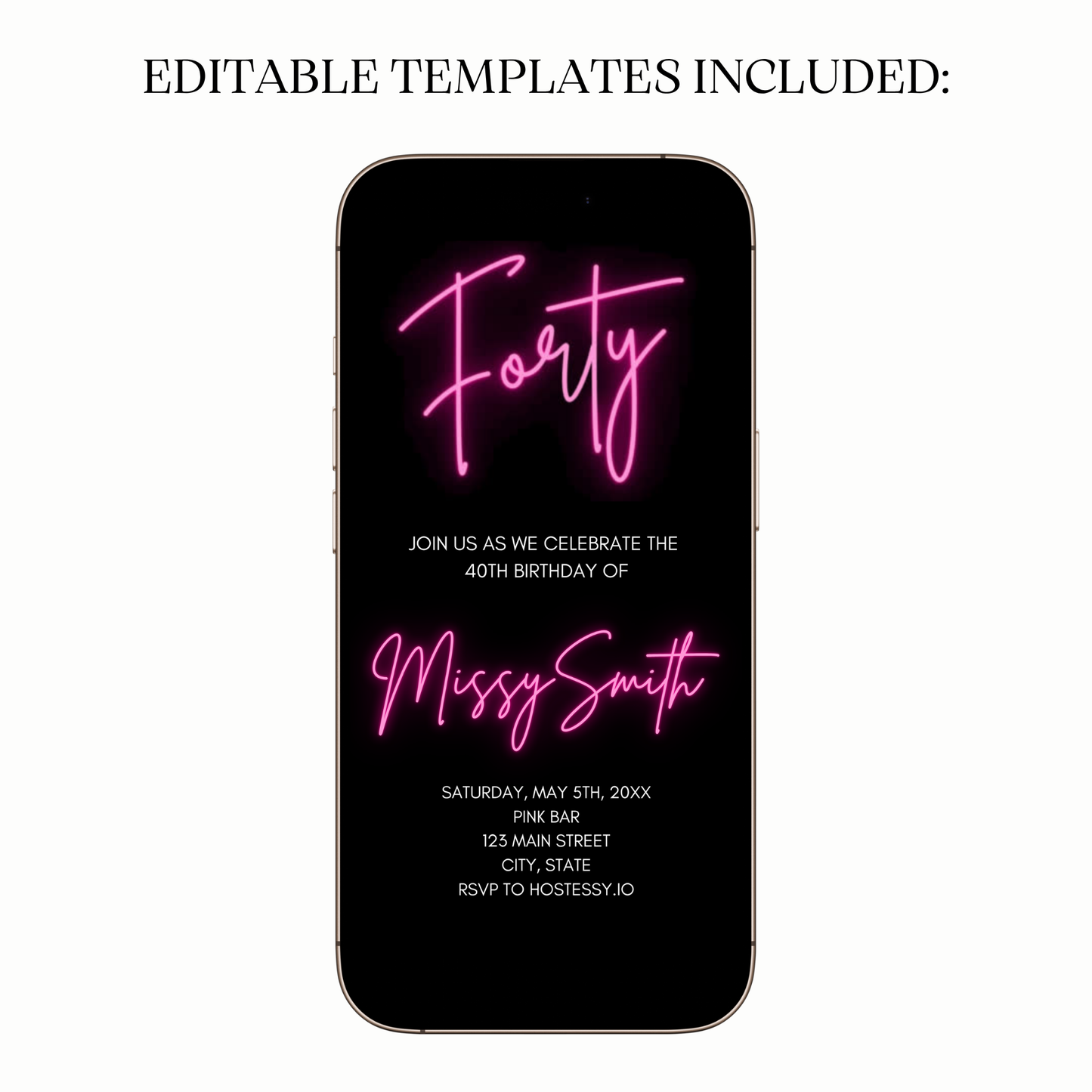 Neon Pink Glow Digital Video Invitation for Mobile Sharing