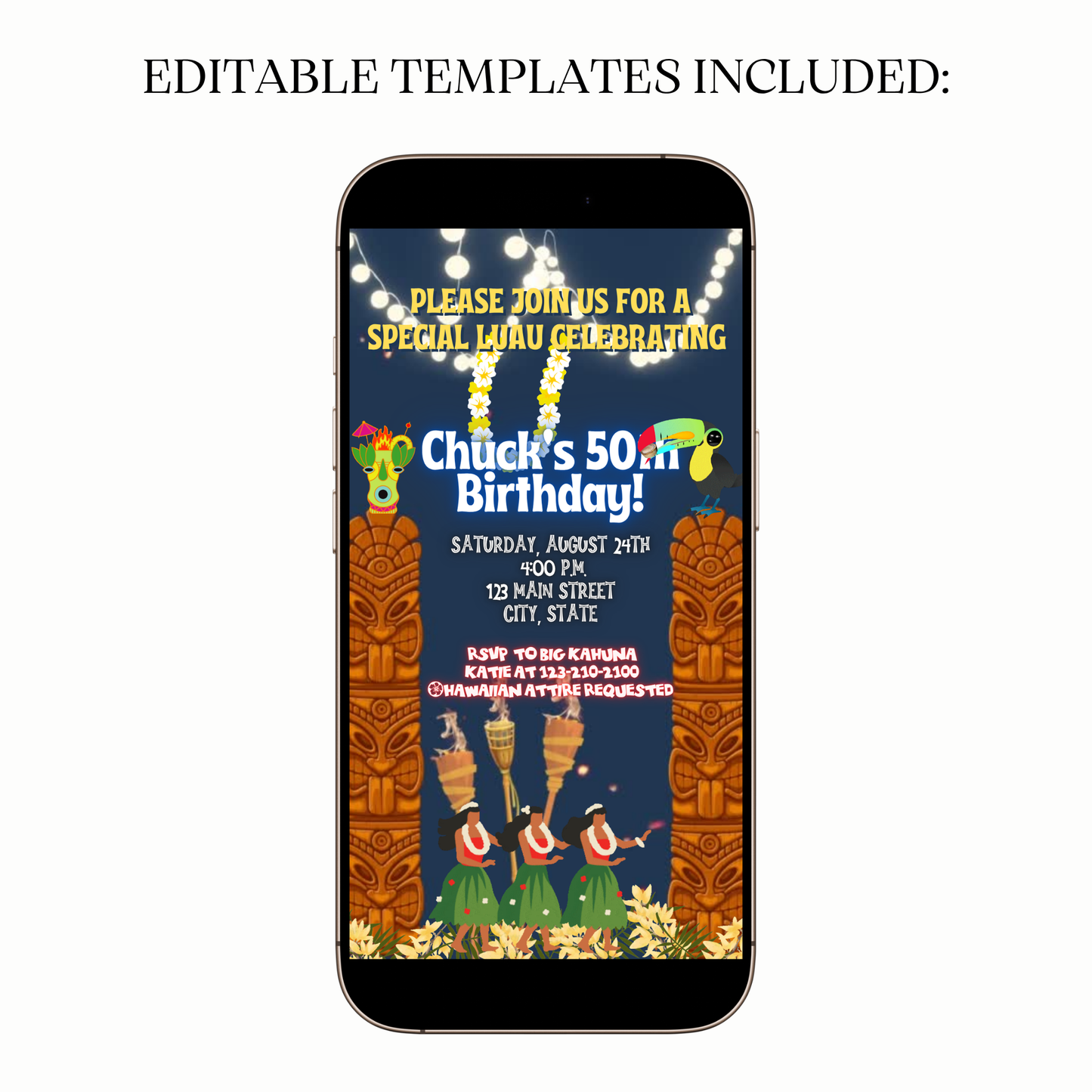 Animated Big Kahuna Luau Video Invitation Evite