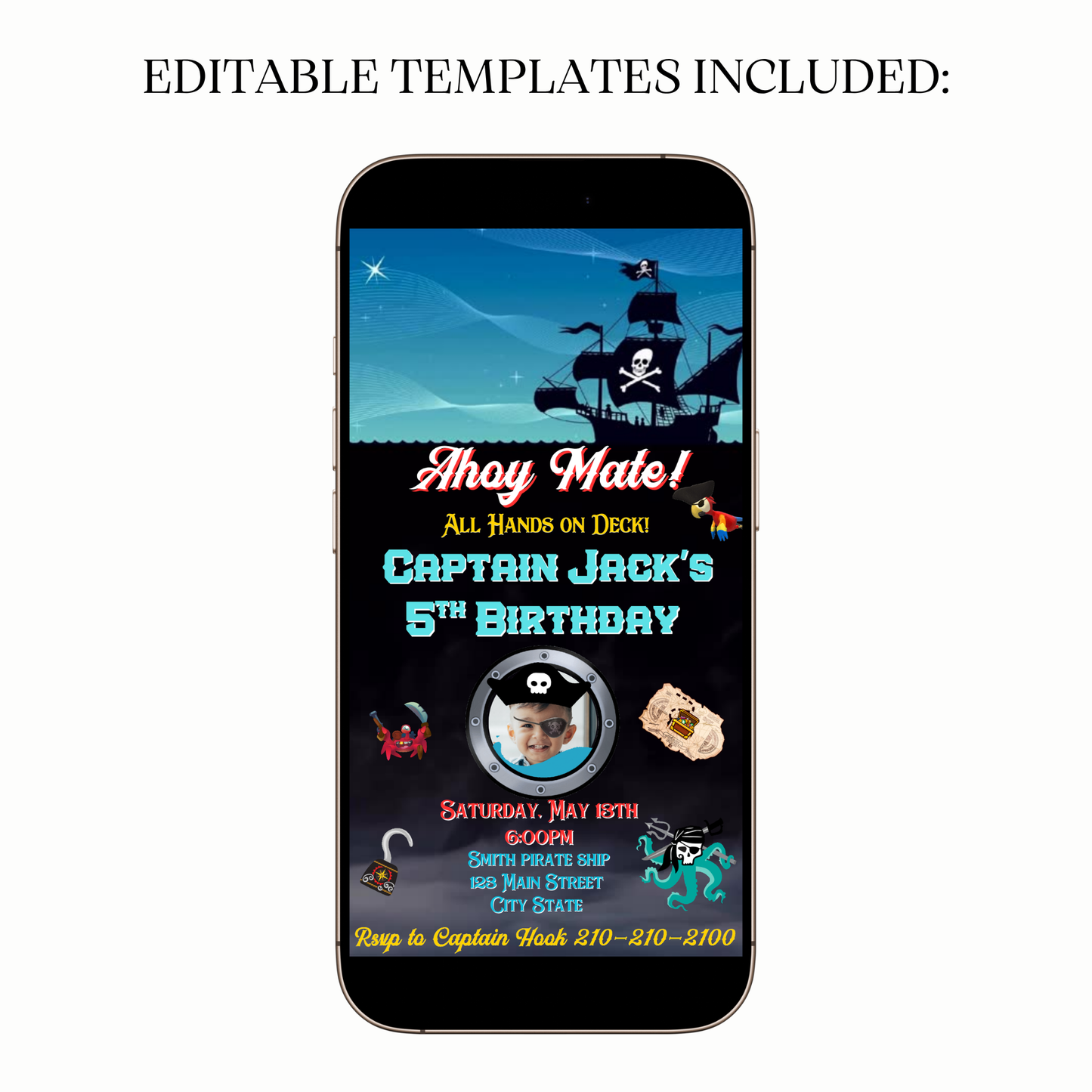 Animated Sail the Seas Digital Video Invitation Evite