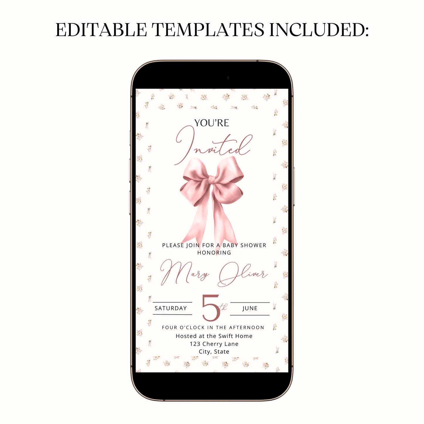 RSVP slide with minimalist icons and fine dividers on pink canvas