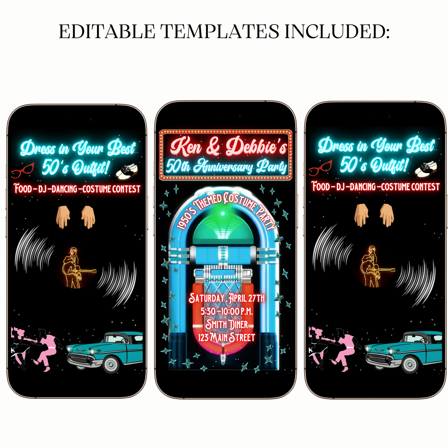 Digital Rockabilly 1950s Themed Party Video Invitation