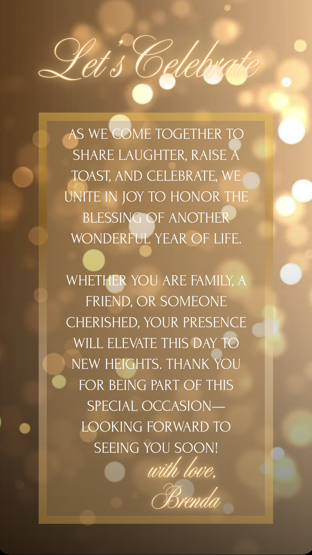 Birthday Party video invitation preview shown on laptop screen