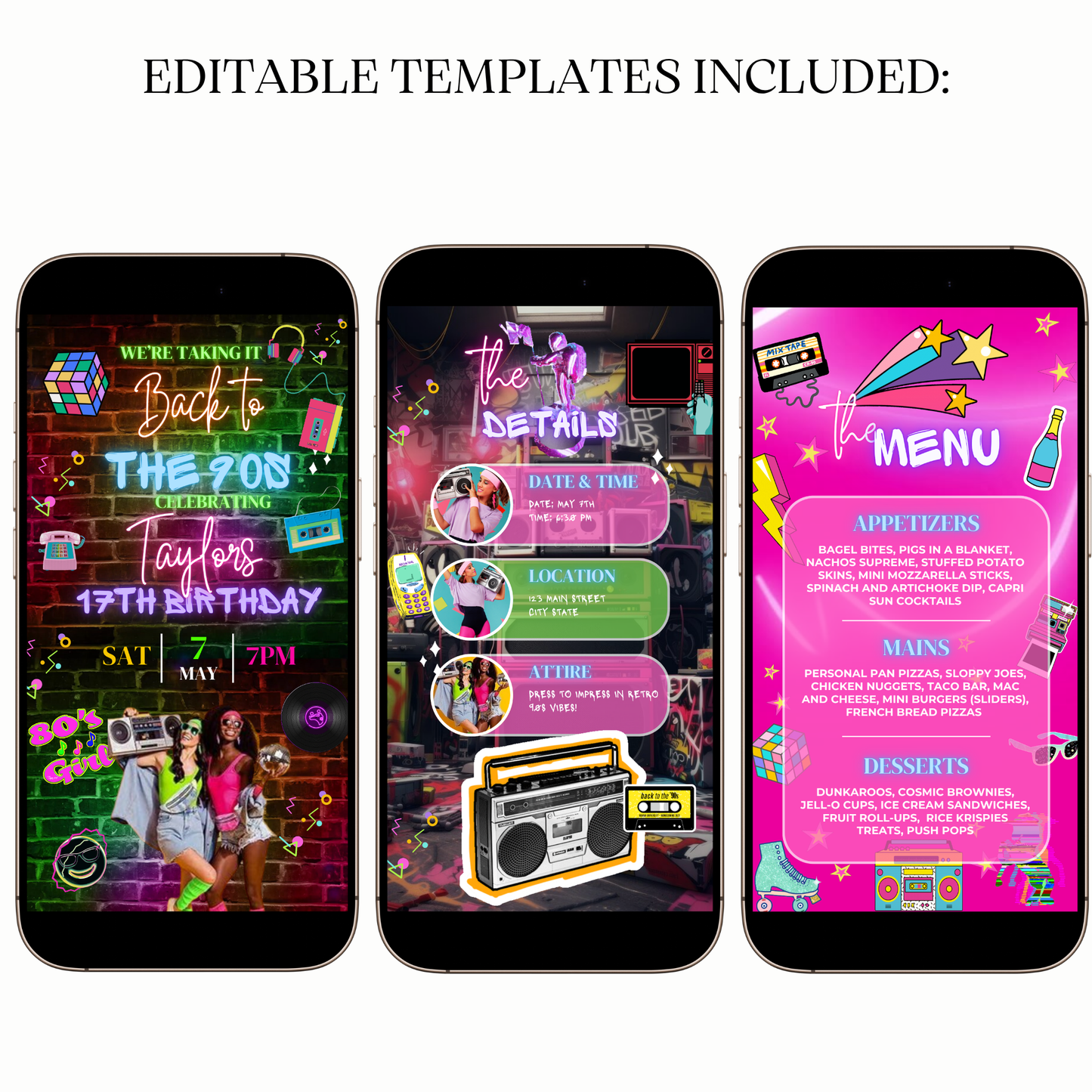 80s 90s 2000s Neon Party Animated Evite MP4 Invite
