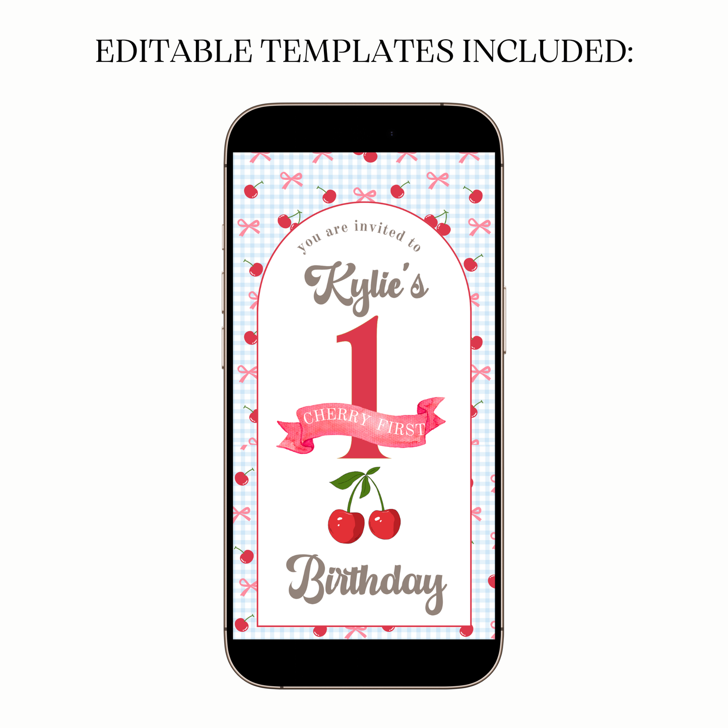 Editable Shop Cherry digital invitation with cheerful layout