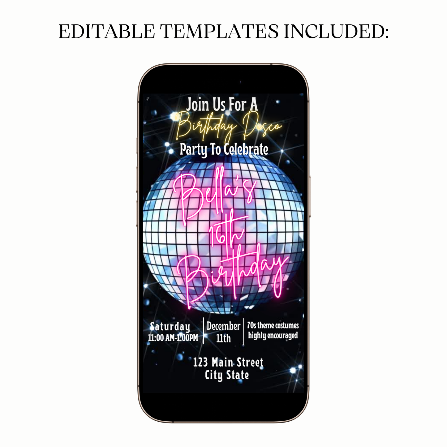 Retro Disco Party Video Invitation for Mobile Sharing