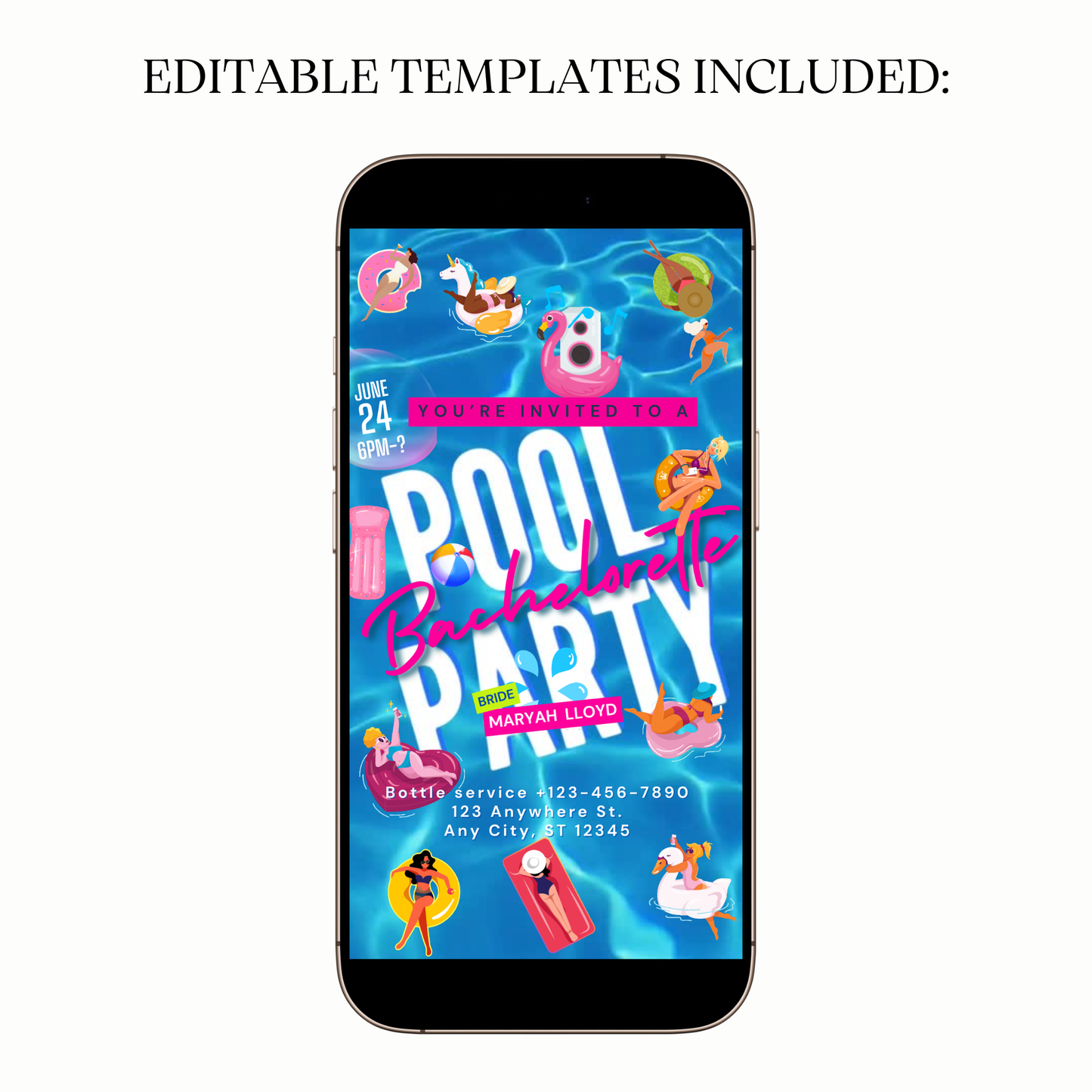 Summer Pool Bash Digital Video Invitation for Mobile Sharing