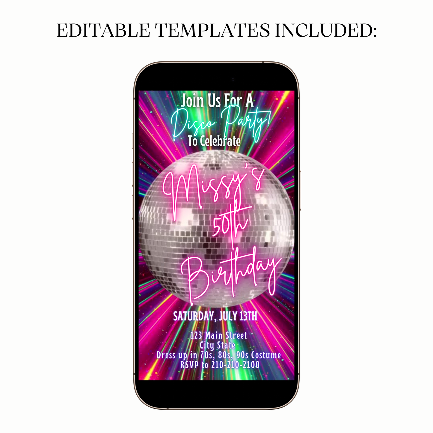 Retro Neon Lights Video Invitation Template