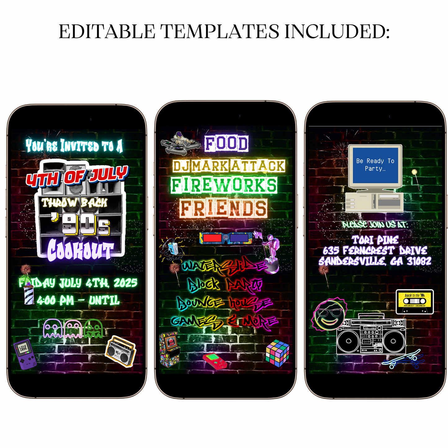 4th of July 90s Throwback Cookout Video Invitation – Retro BBQ Party Evite for Mobile Sharing