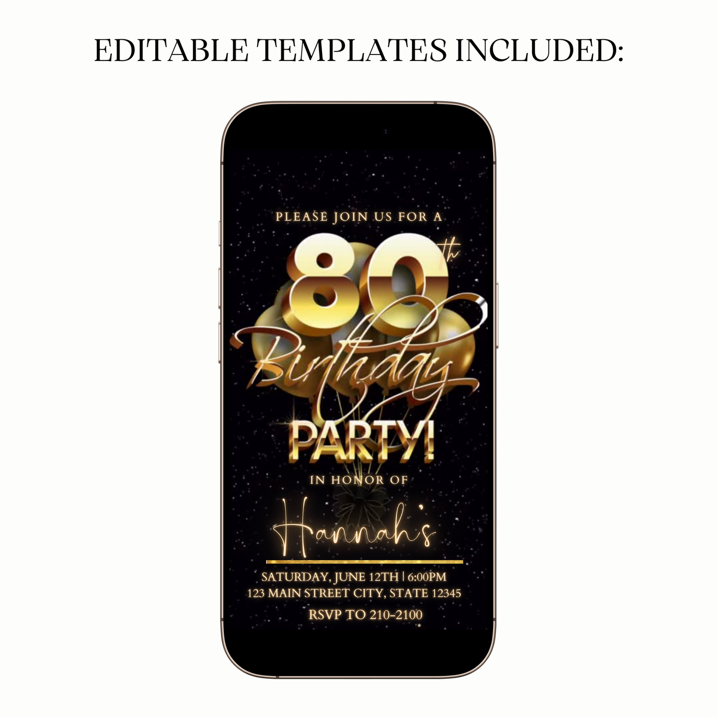 Timeless Gold Party Video Invitation for Mobile Sharing