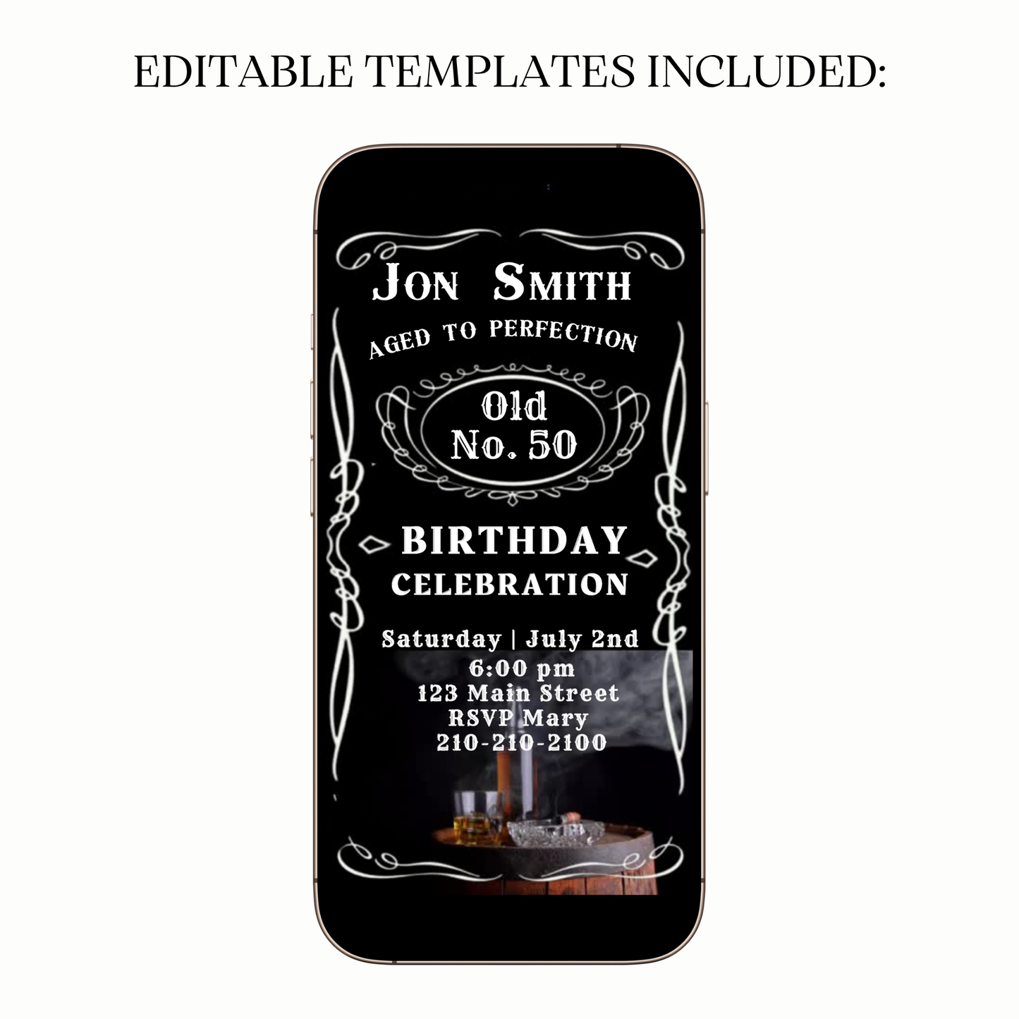 Vintage Whiskey Label Video Invitation for Mobile Sharing