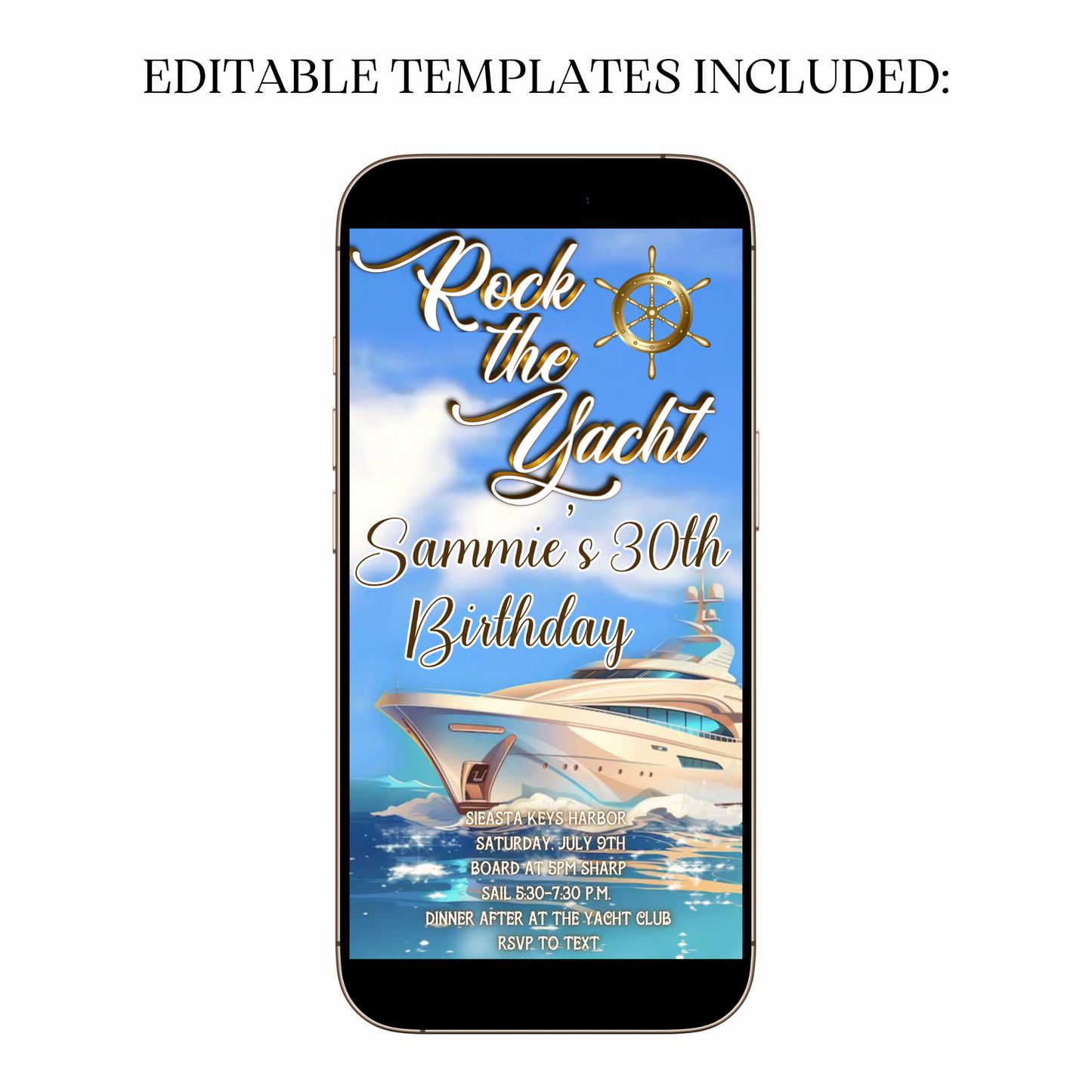 Digital Rock the Yacht Birthday Video Invitation