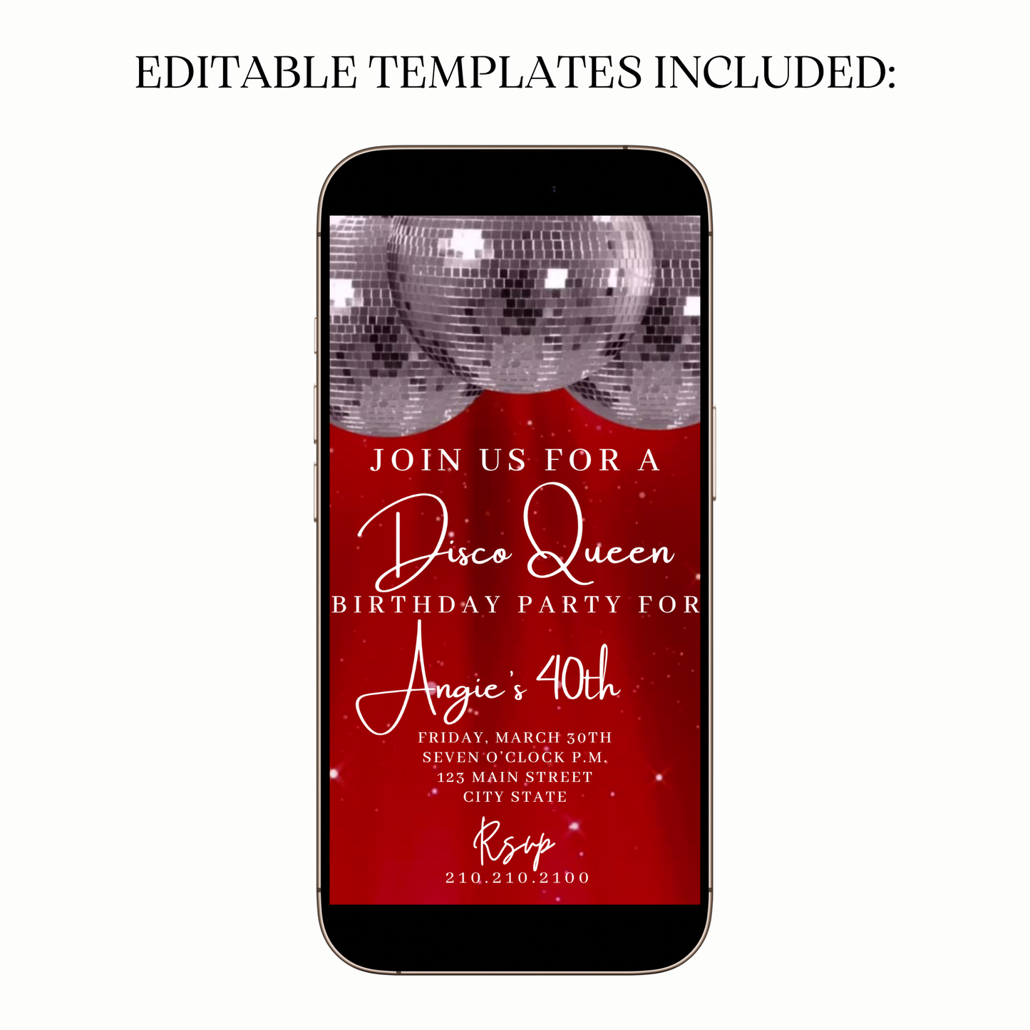 Sparkling Red Disco Ball Video Invitation for Mobile Sharing