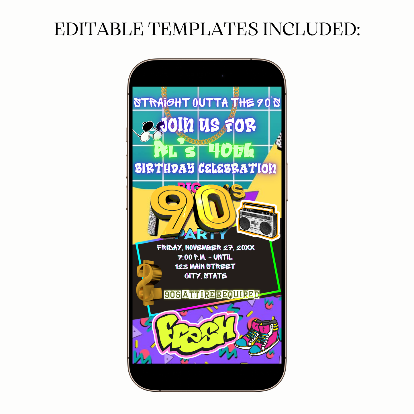 Digital 90s Throwback Birthday Party Video Invitation