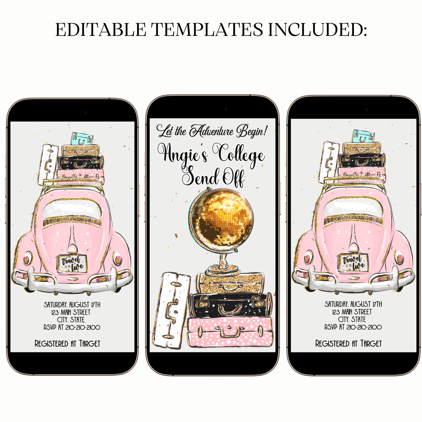 Travel-Themed College Sendoff Video Invitation – Adventure Awaits Evite for Mobile Sharing