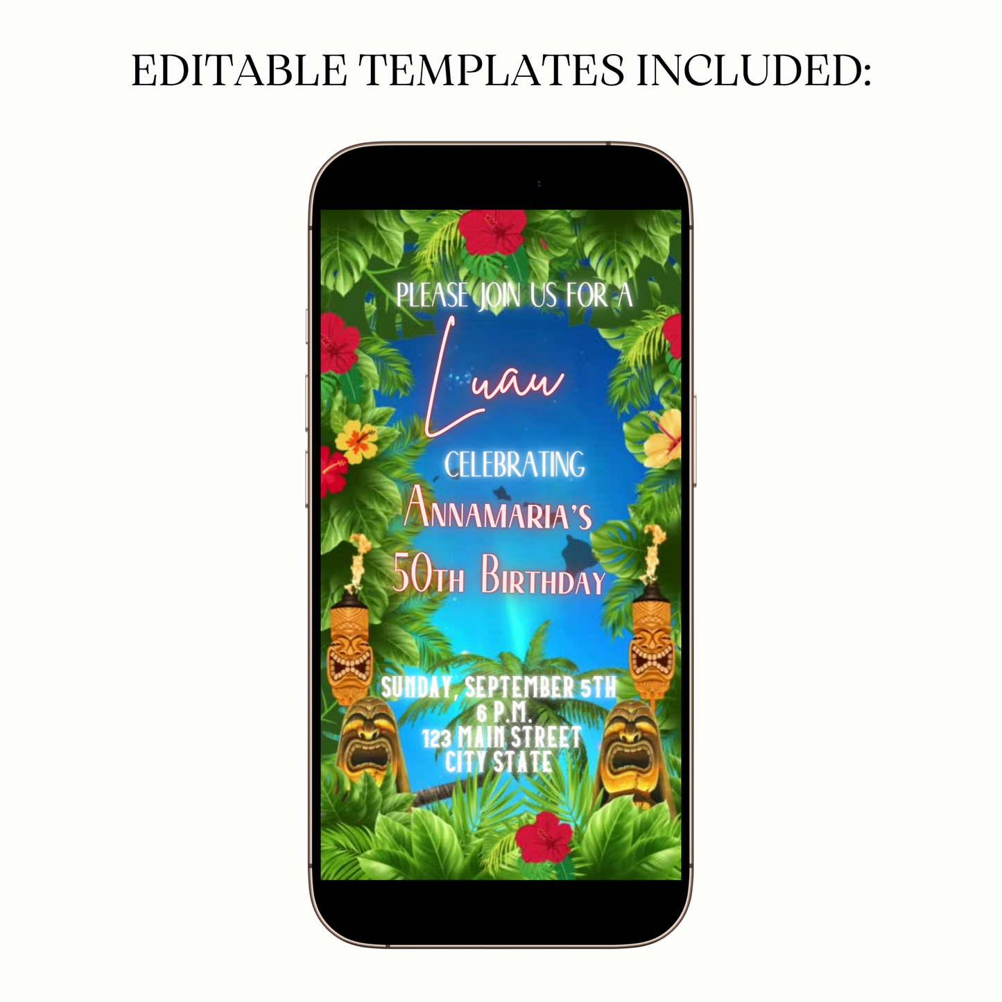 Tropical Garden Luau Video Invitation for Mobile Sharing
