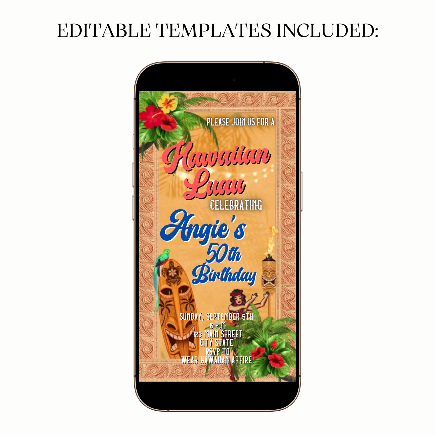 Tropical Island Party Video Invitation for Mobile Sharing