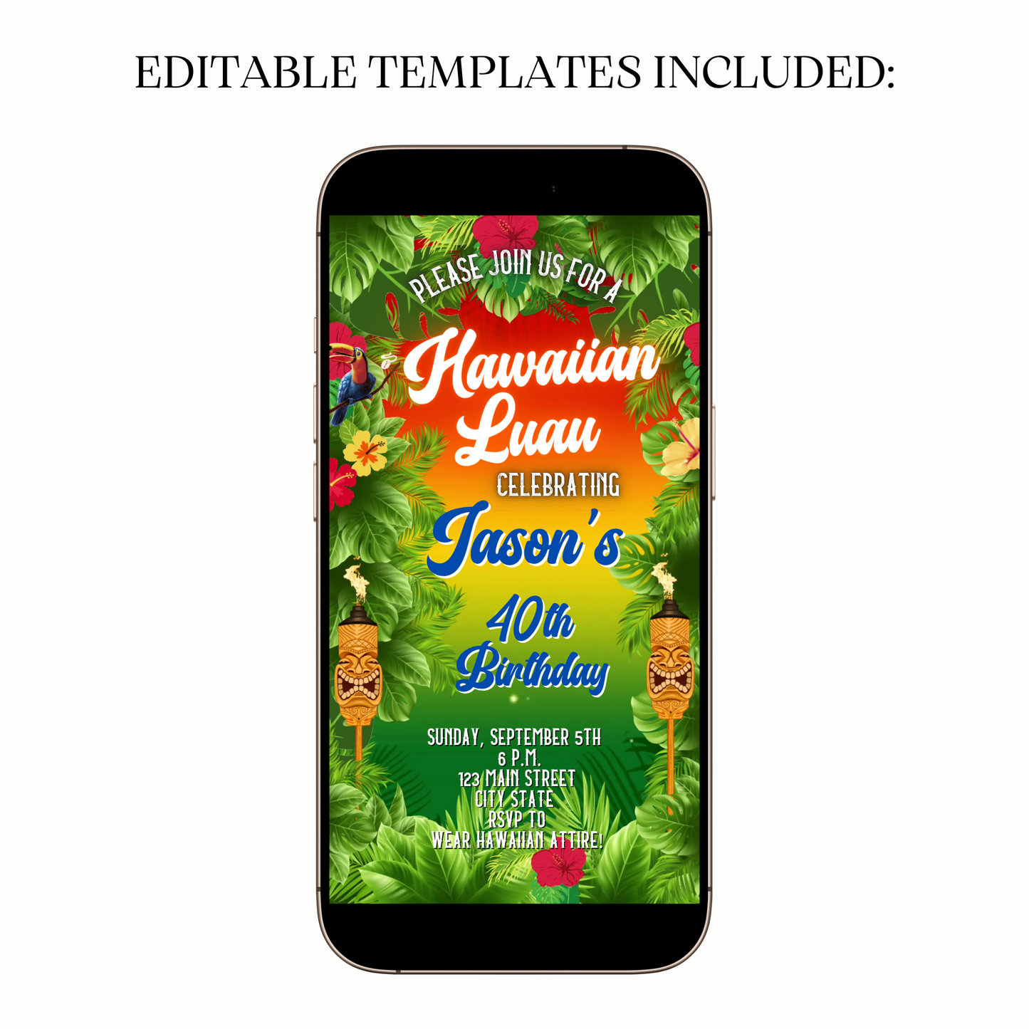 Sunset Hawaiian Luau Video Invitation for Mobile Sharing