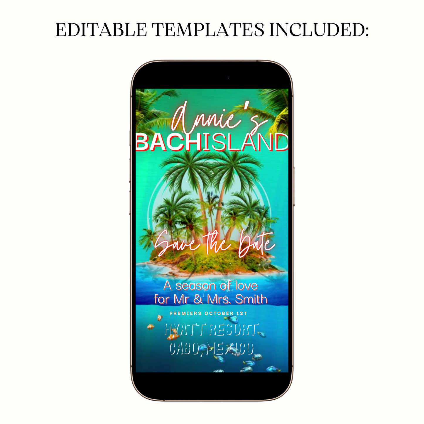 Tropical Island Save the Date Video Invitation for Mobile Sharing