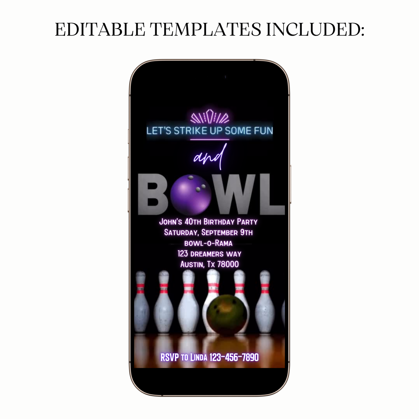 Retro Bowling Alley Video Invitation for Mobile Sharing