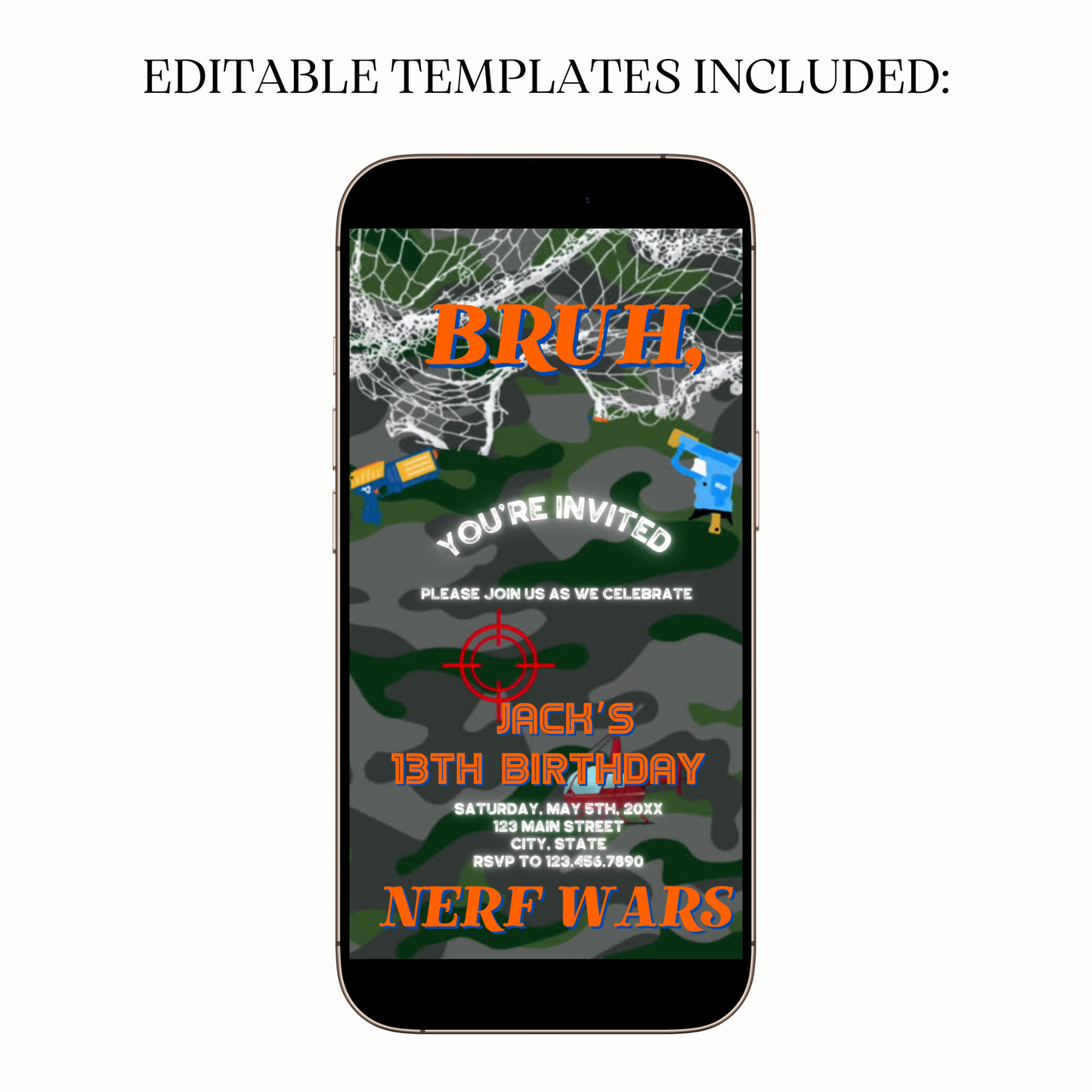 Nerf Battle Party Video Invitation for Mobile Sharing