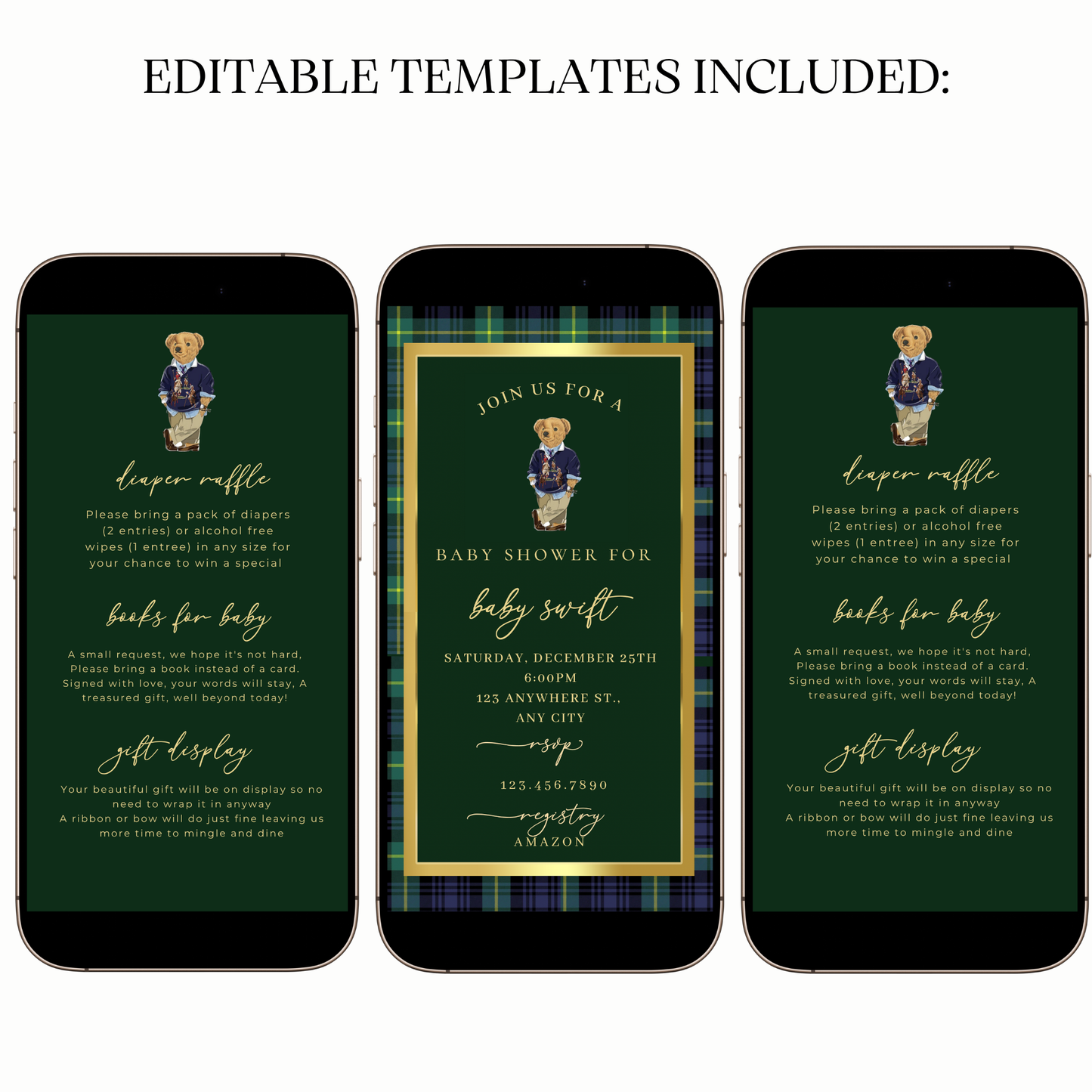 Digital Classic Polo Bear Baby Shower Video Invitation