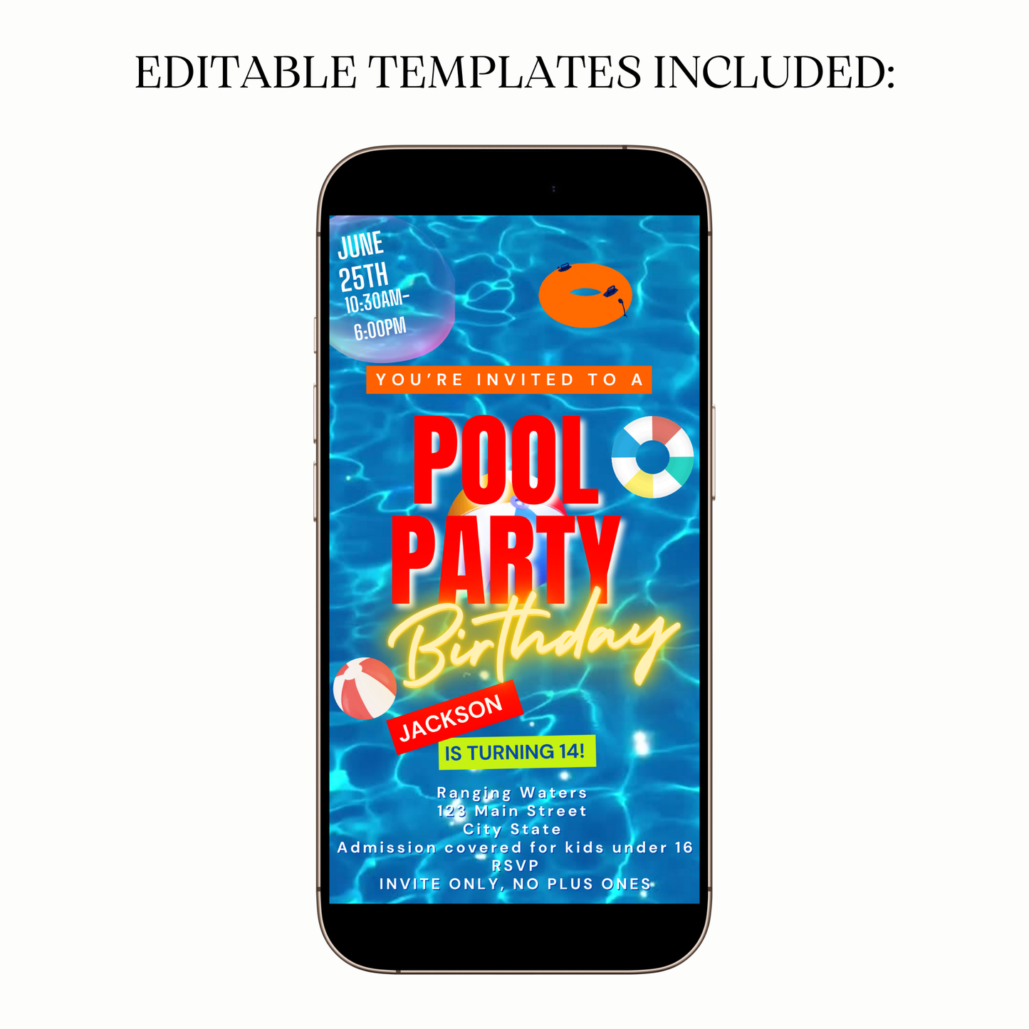 Summer Pool Party Video Invitation for Mobile Sharing