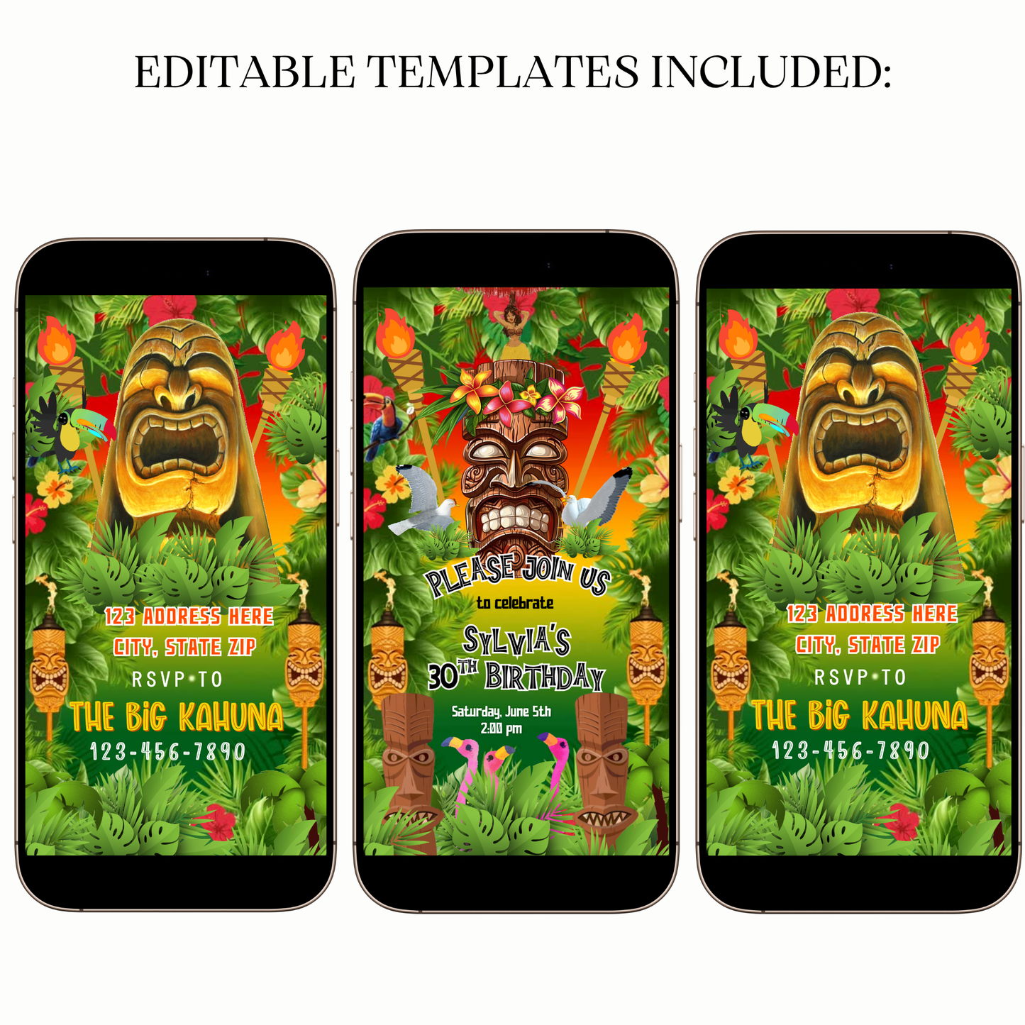 Digital Hawaiian Luau Birthday Video Invitation