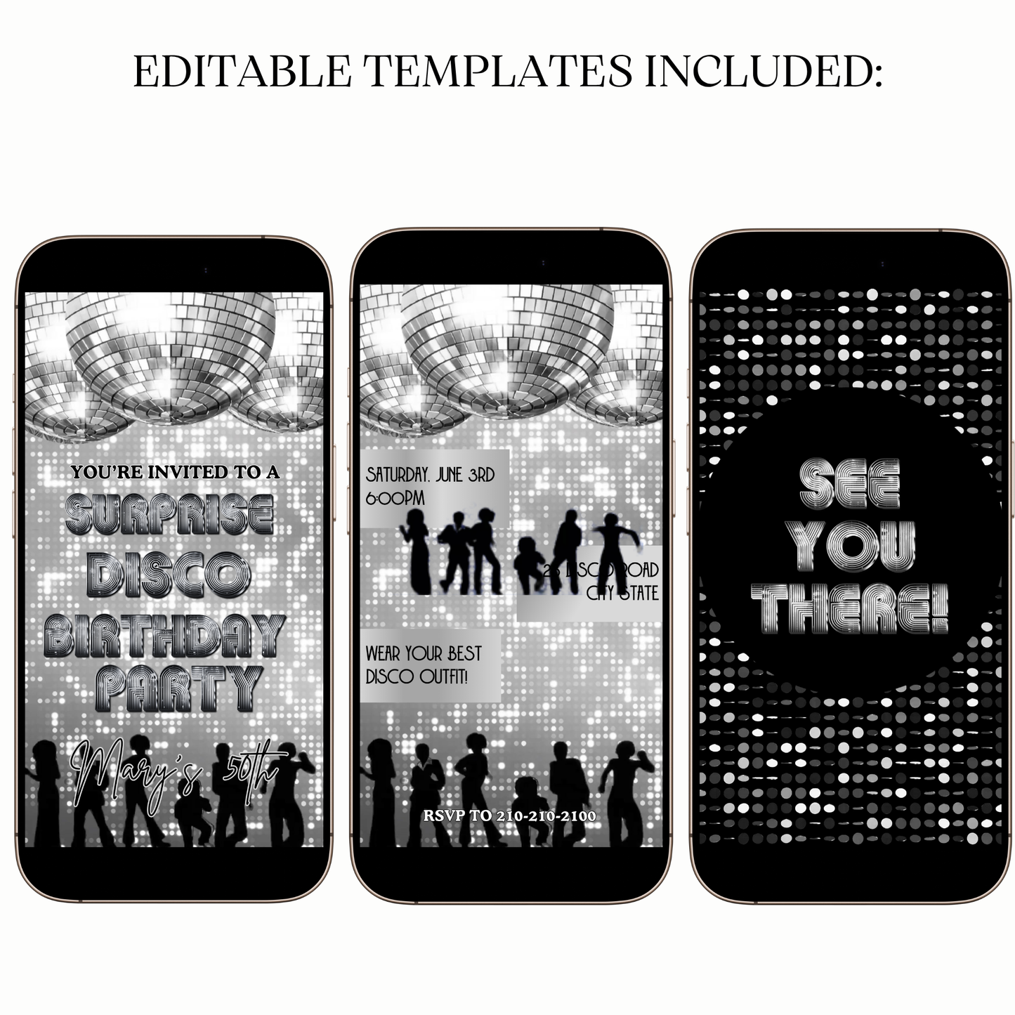 Digital Silver Disco Birthday Party Video Invitation