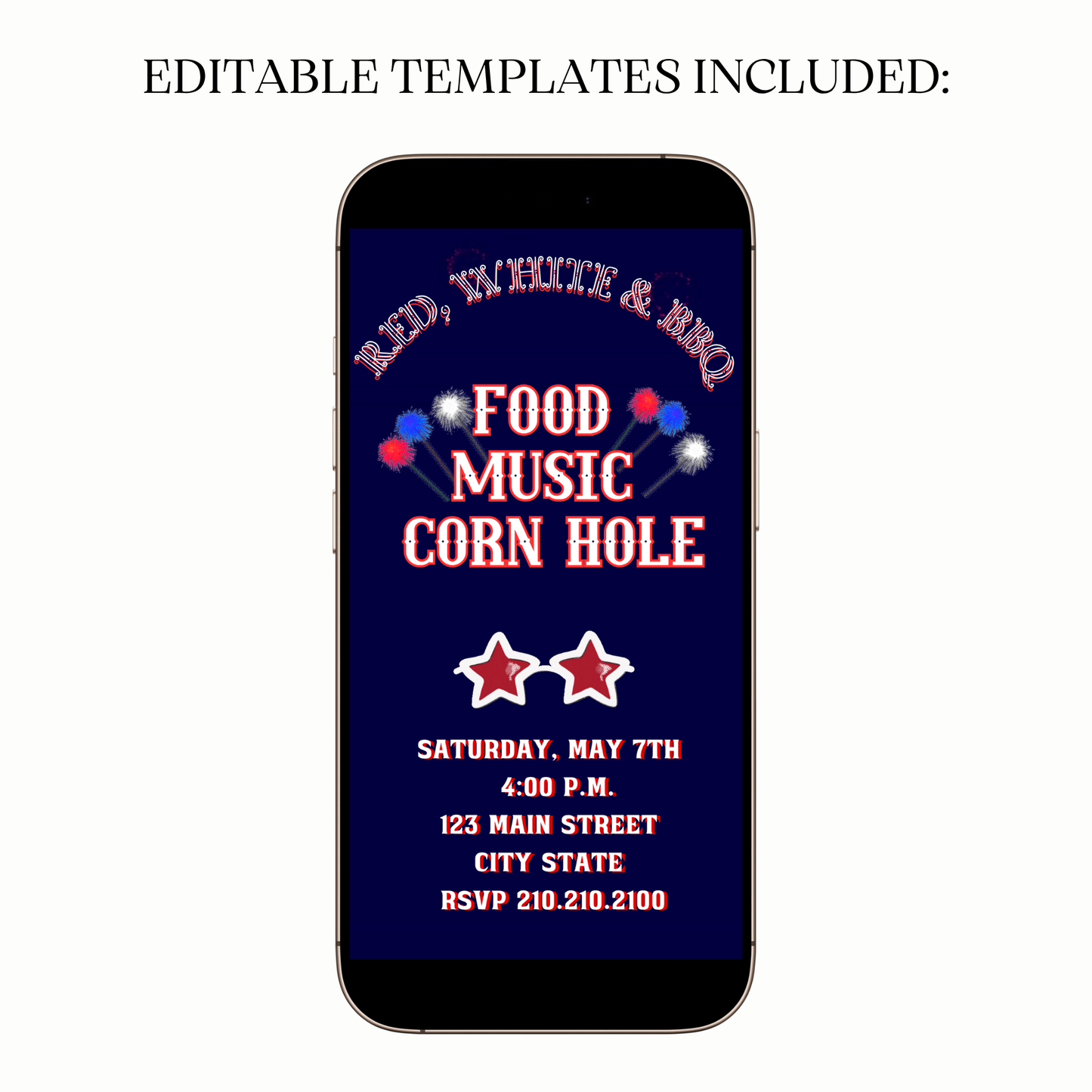 Red White and BBQ Digital Video Invitation for Mobile Sharing