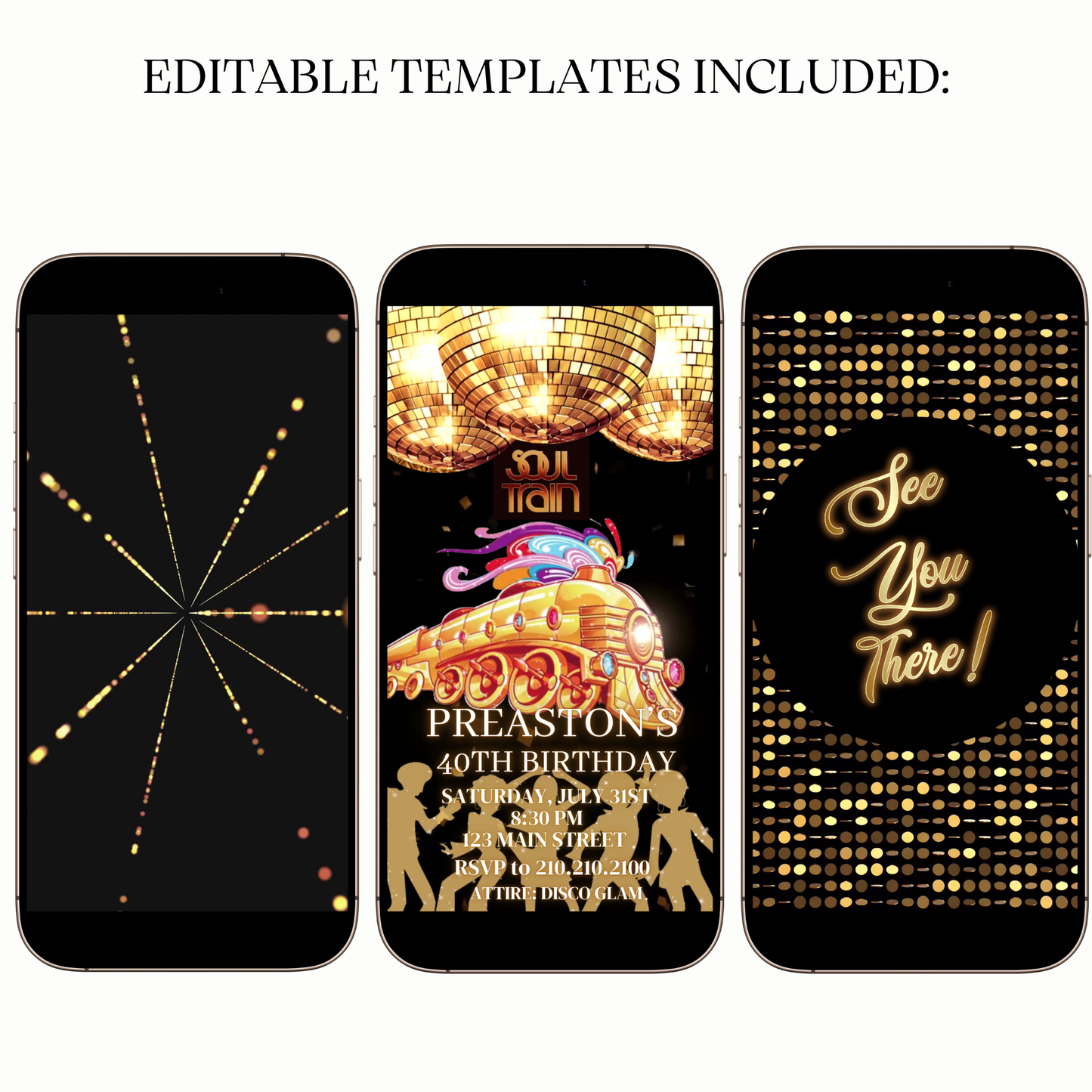 Soul Train Disco Birthday Party Video Invitation – 70s Funk Theme for Mobile Sharing