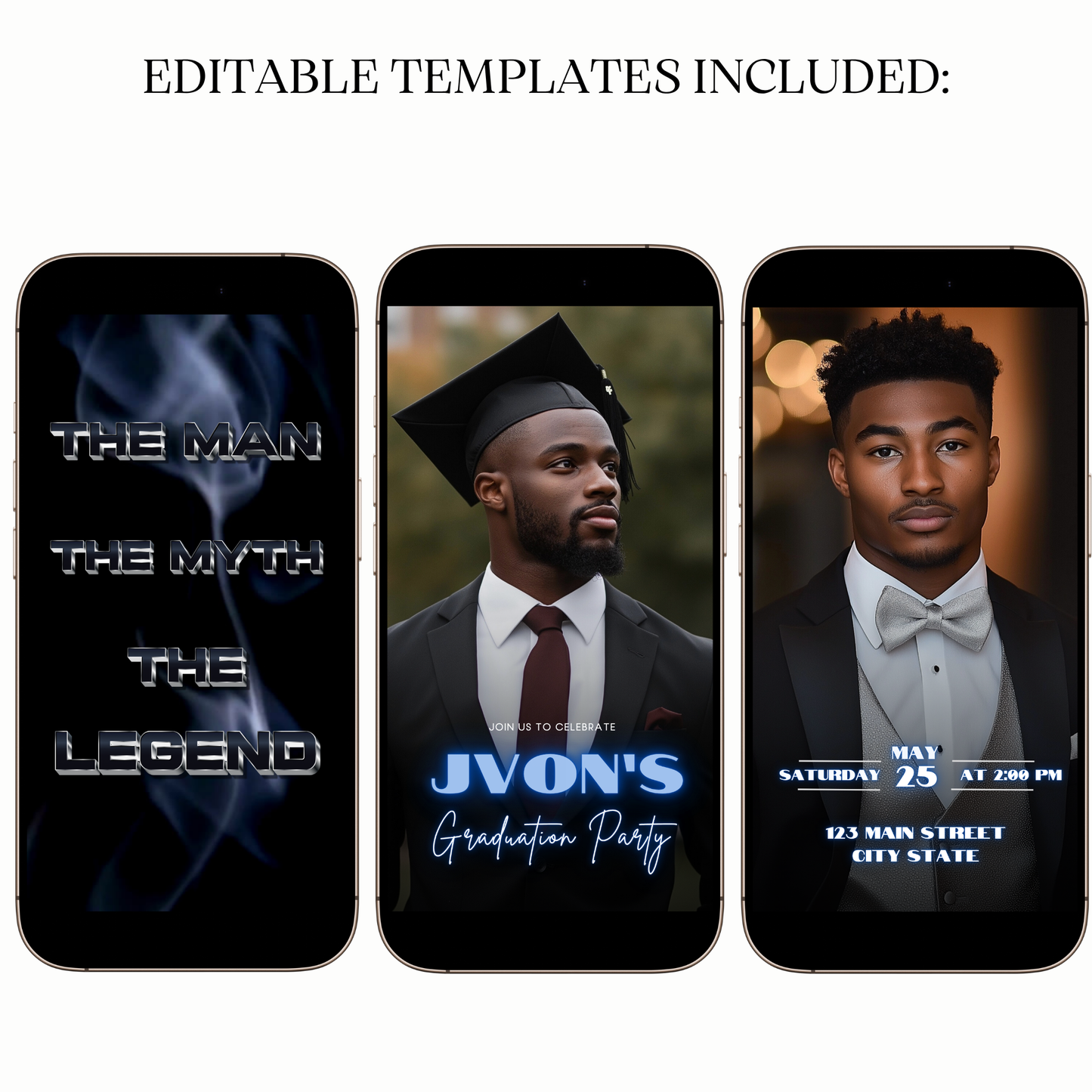 The Man The Myth The Legend Birthday or Graduation Video Invitation for Mobile Sharing