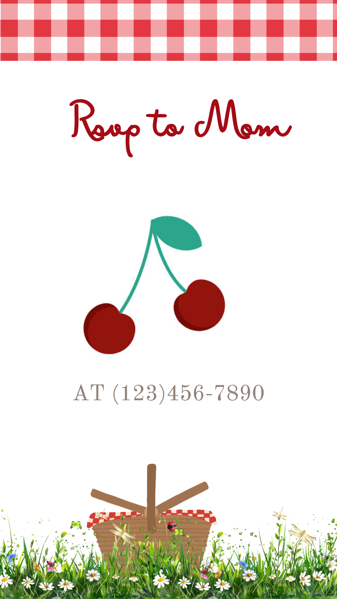 Cherry party invitation preview shown on laptop screen