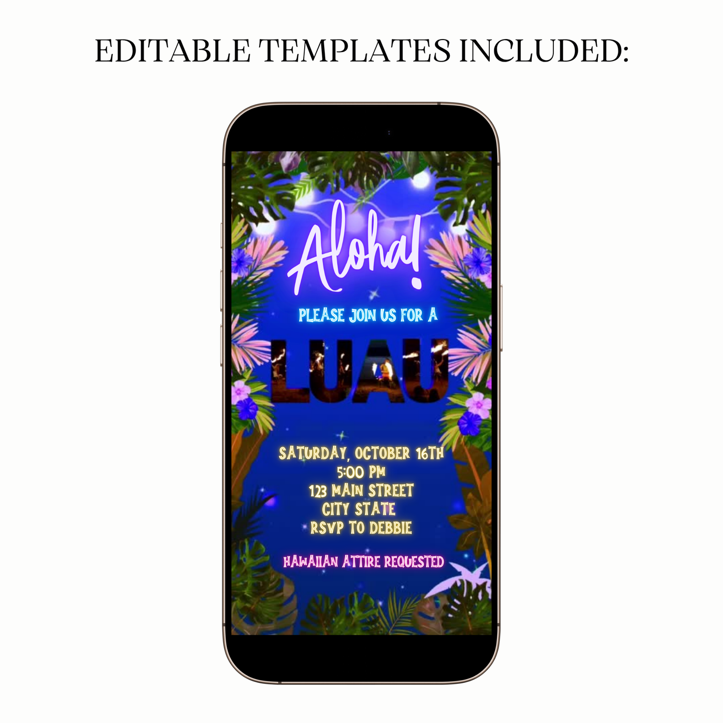 Aloha Hawaiian Luau Video Invitation for Mobile Sharing