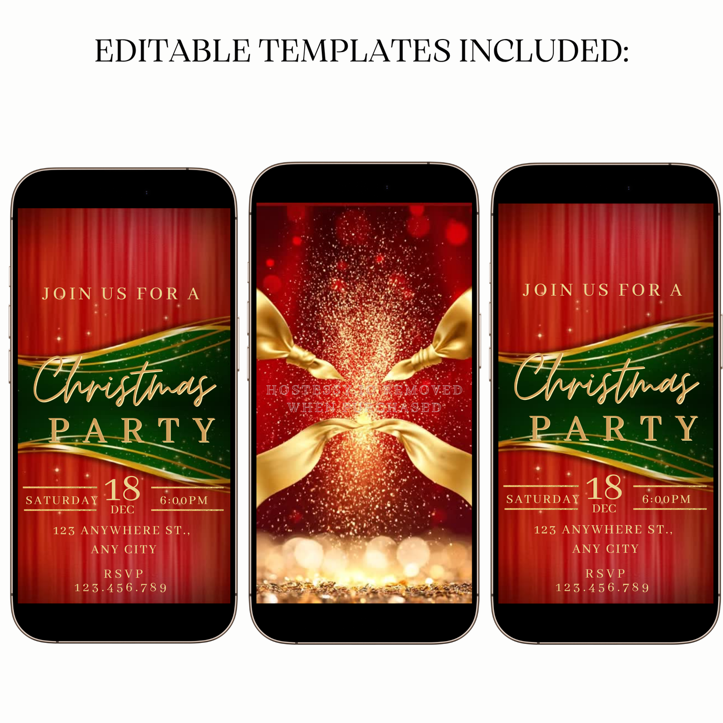 Animated Sparkling Red and Gold Christmas Video Invitation Evite