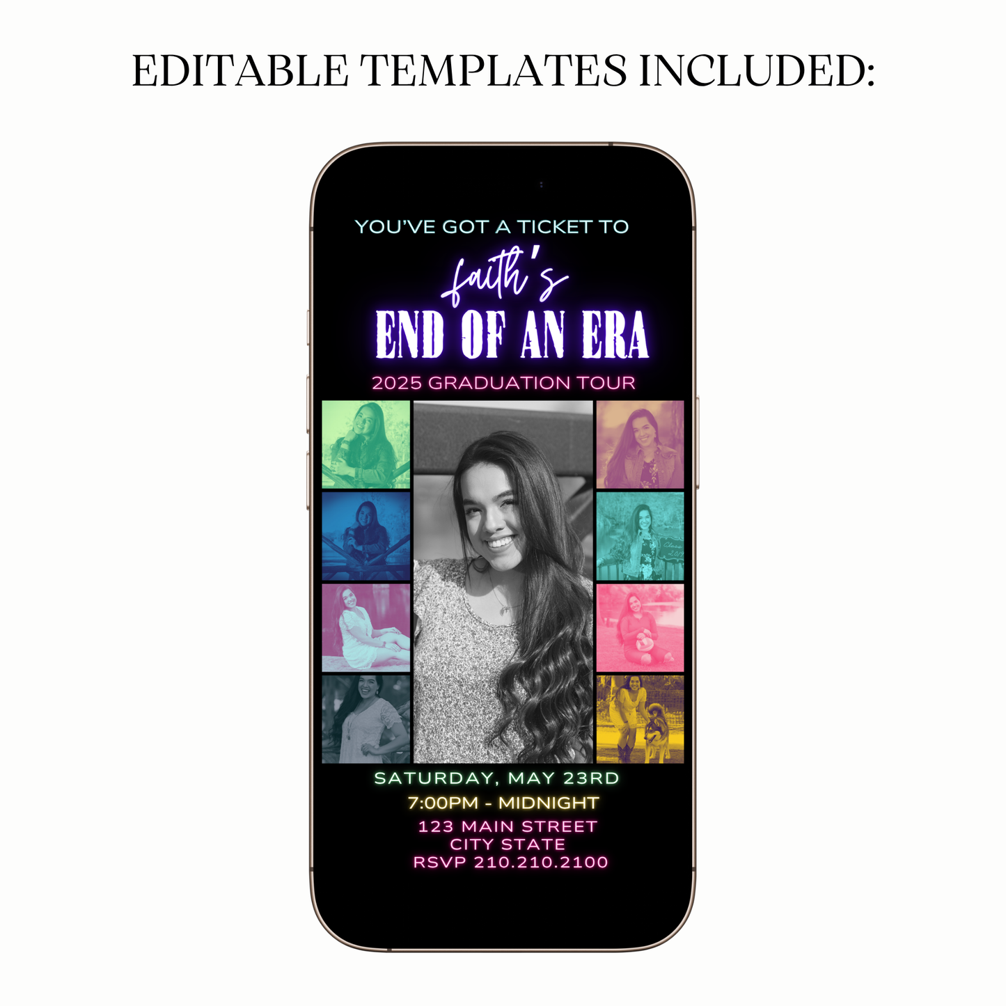 Neon Concert Style Digital Video Invitation for Mobile Sharing
