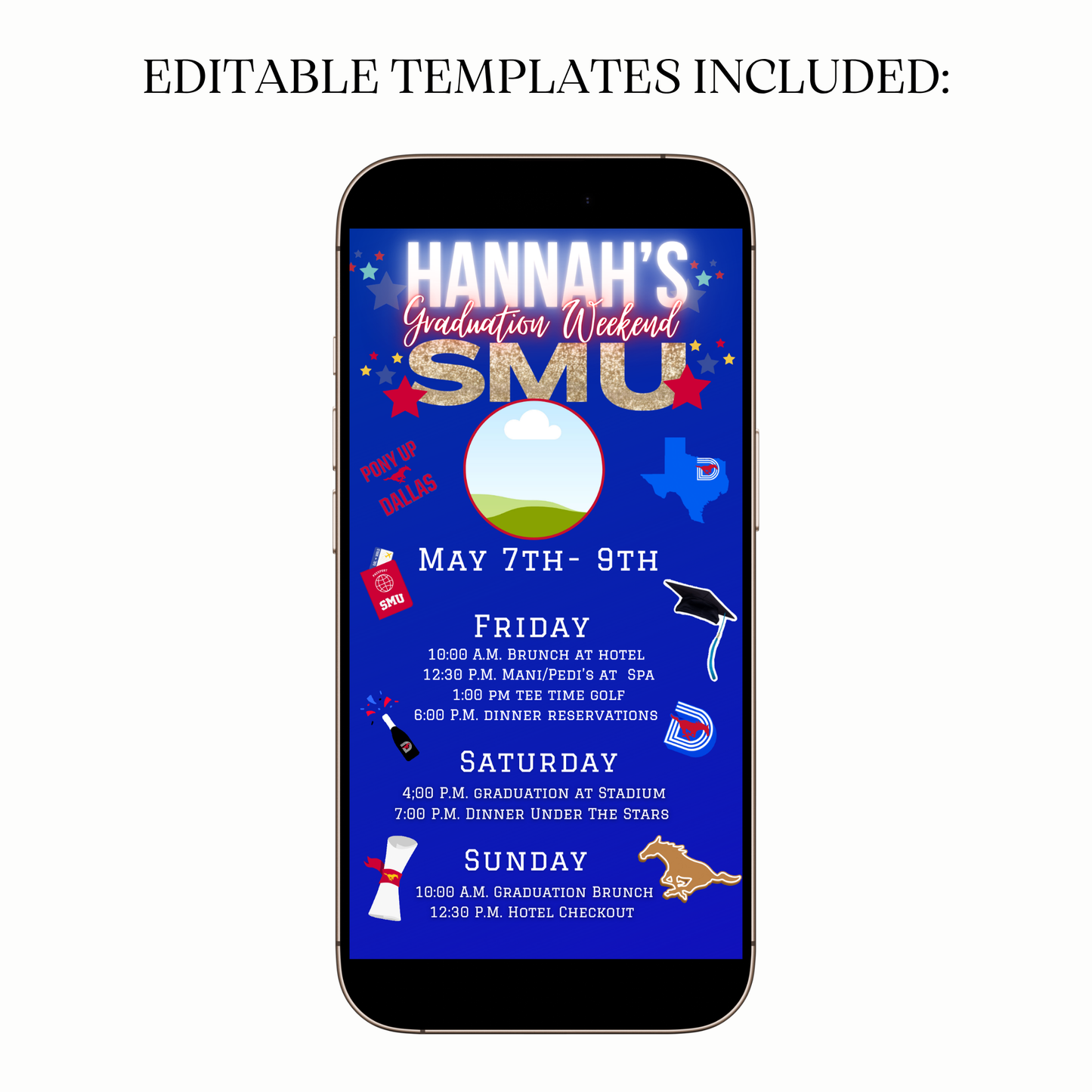 Digital SMU Graduation Weekend Itinerary Template