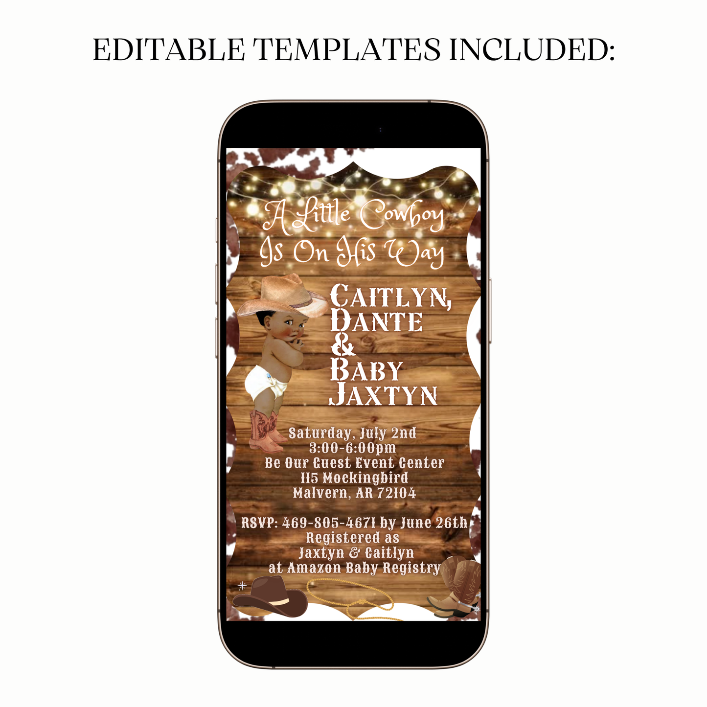 Rustic western baby shower Digital Video Invitation for Mobile Sharing
