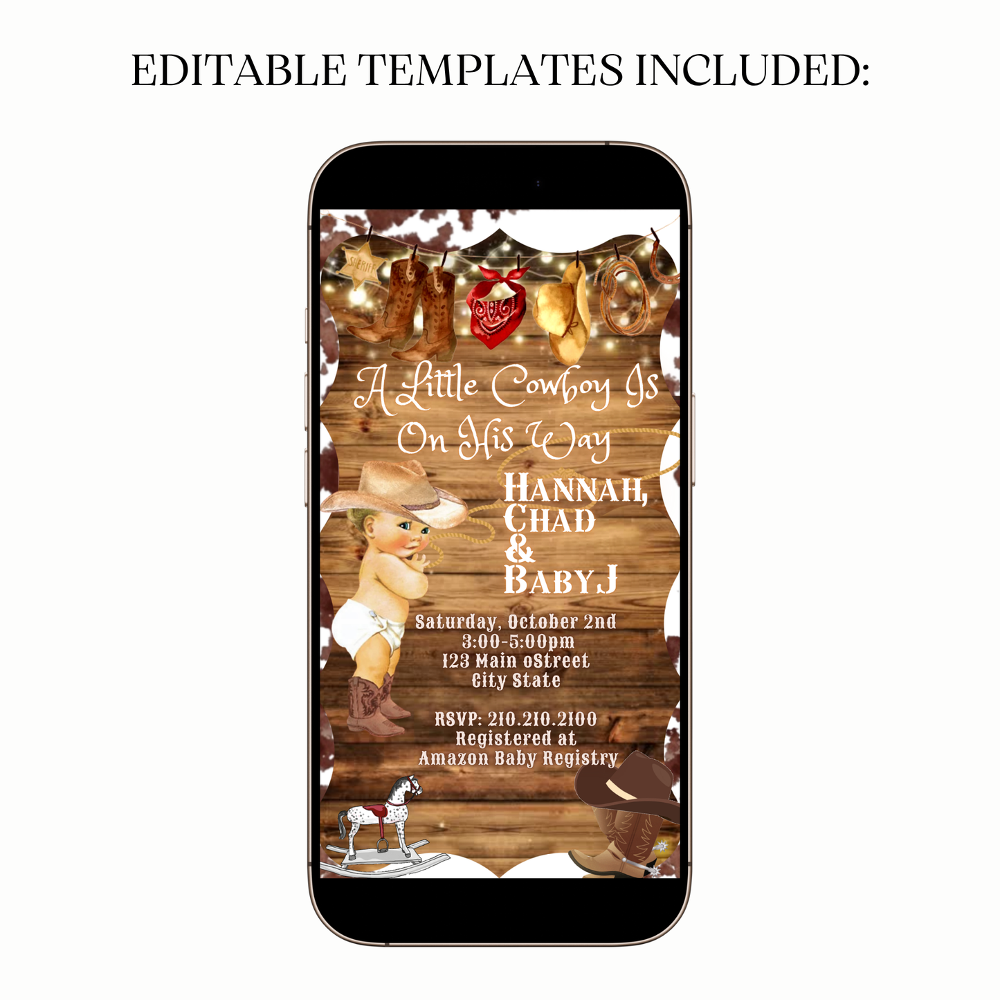 Animated Rustic Western Cowboy Video Invitation Evite