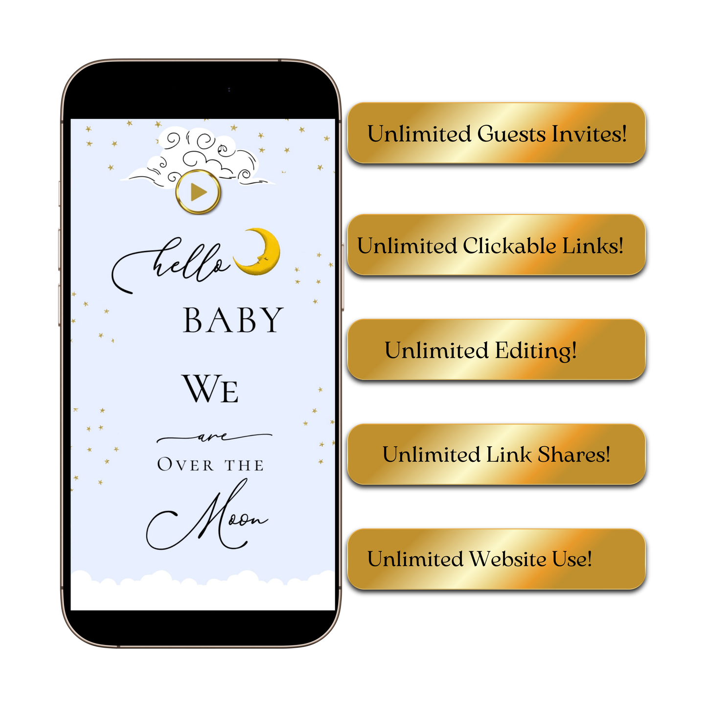 Over the Moon Baby Shower Invitation and Guest Website