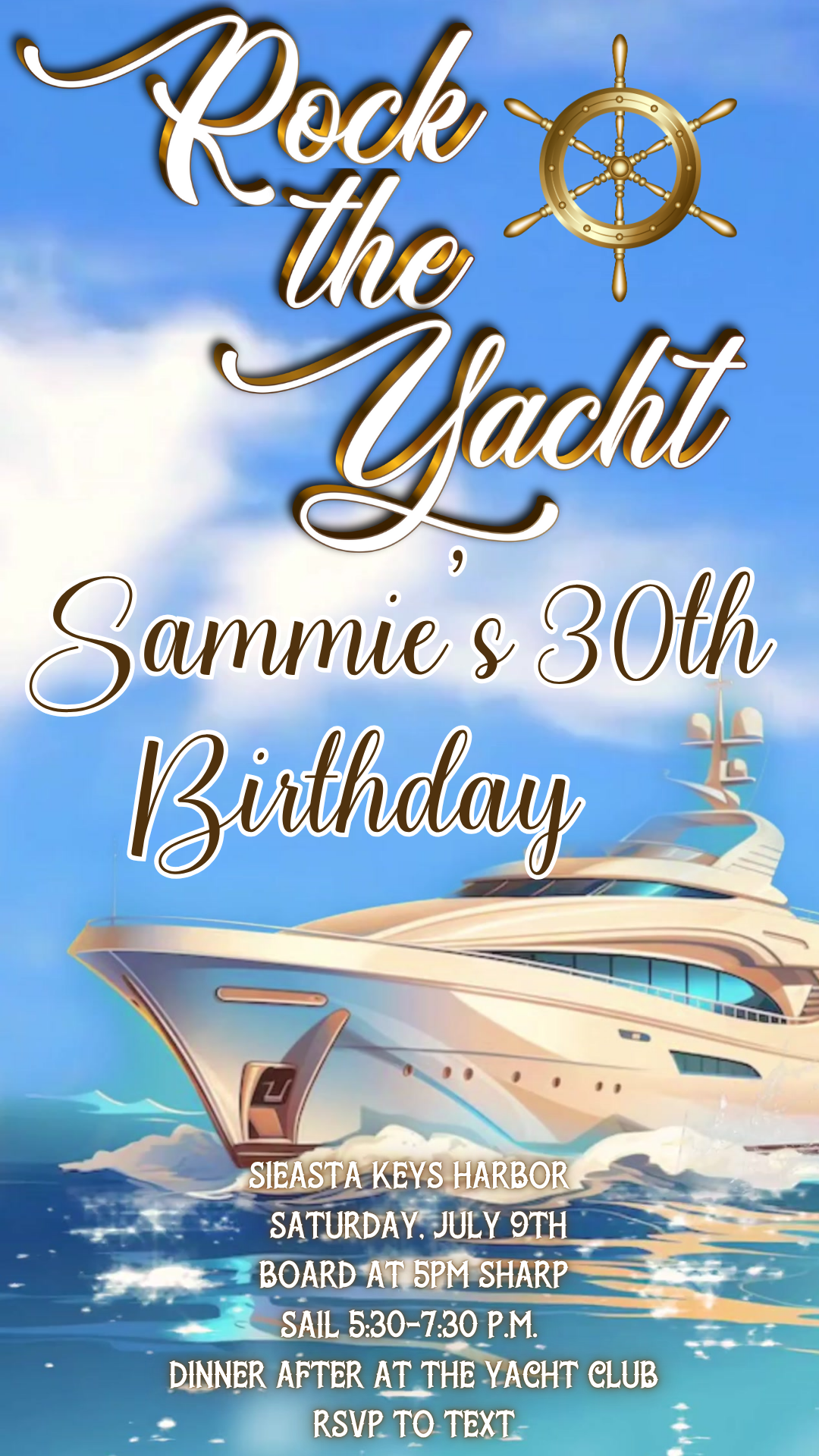Nautical Cruise Party Evite for Mobile Sharing