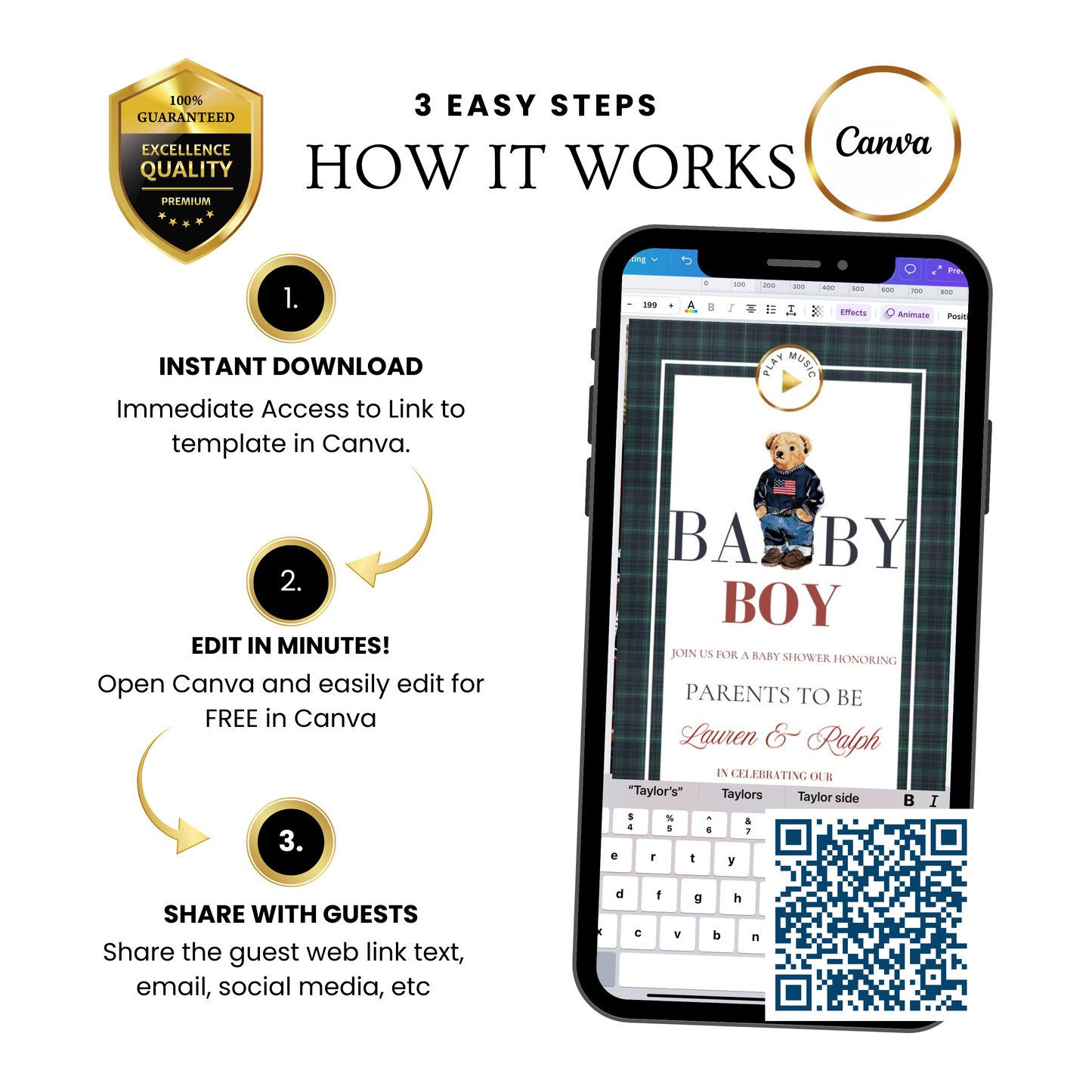 Baby Shower Invitation Website | Animated Classic Polo Baby Shower Invite with Rsvp tracking