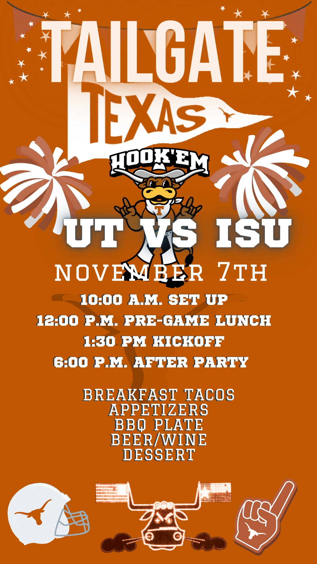 UT Austin tailgate digital video invite template