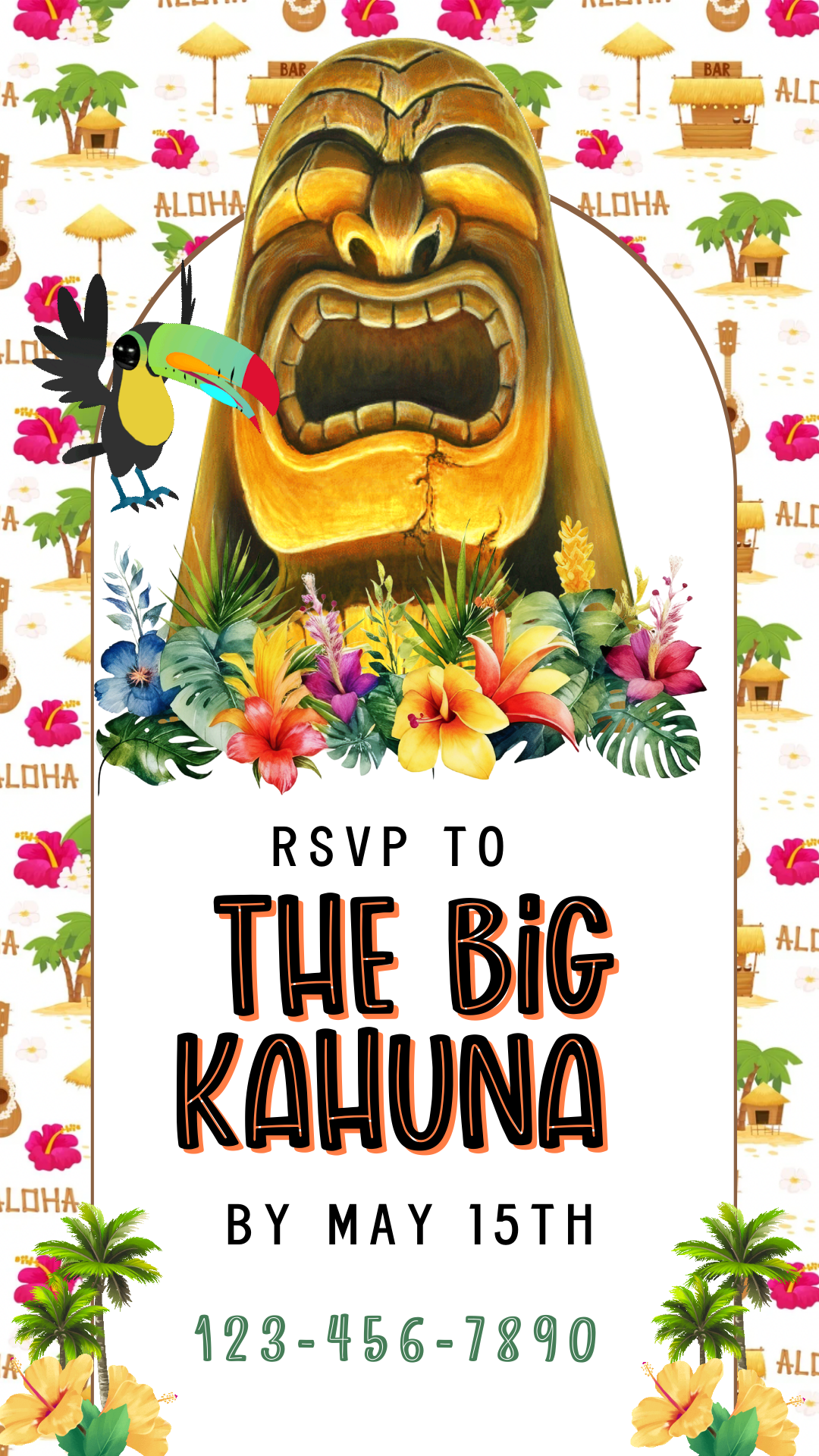 Digital luau invitation for kids’ first birthday party