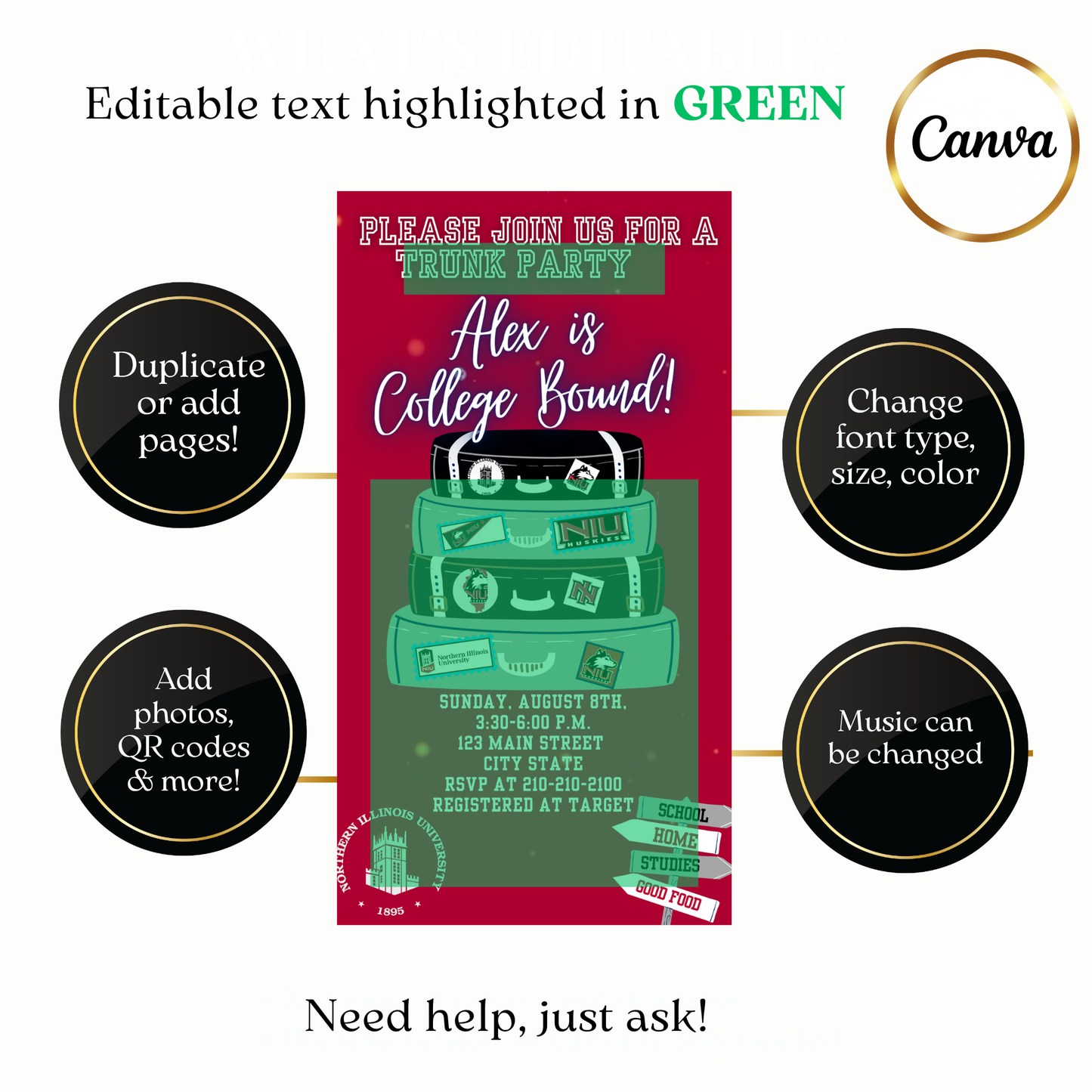 Animated College Bound Spirit Digital Video Invitation Evite