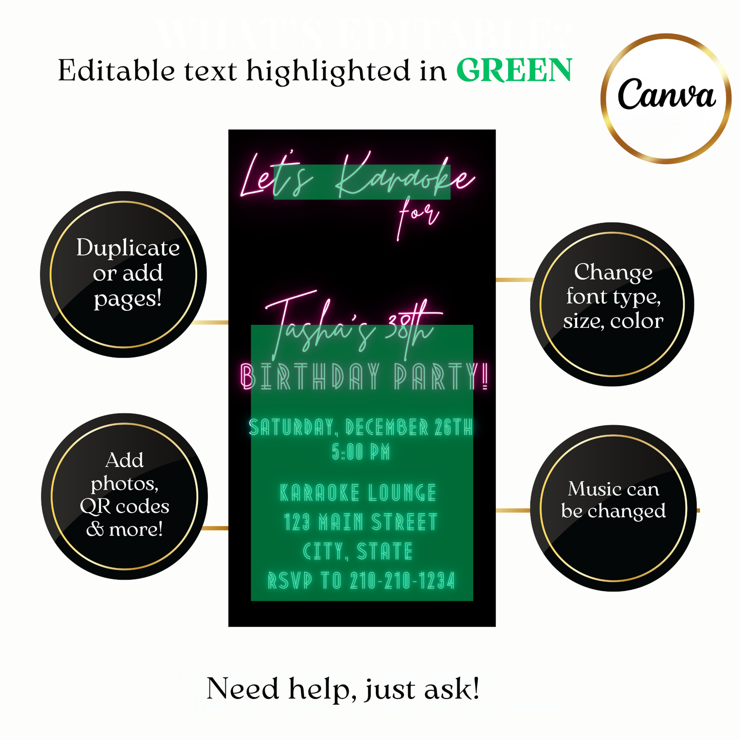 Animated Neon Karaoke Lights Video Invitation Evite